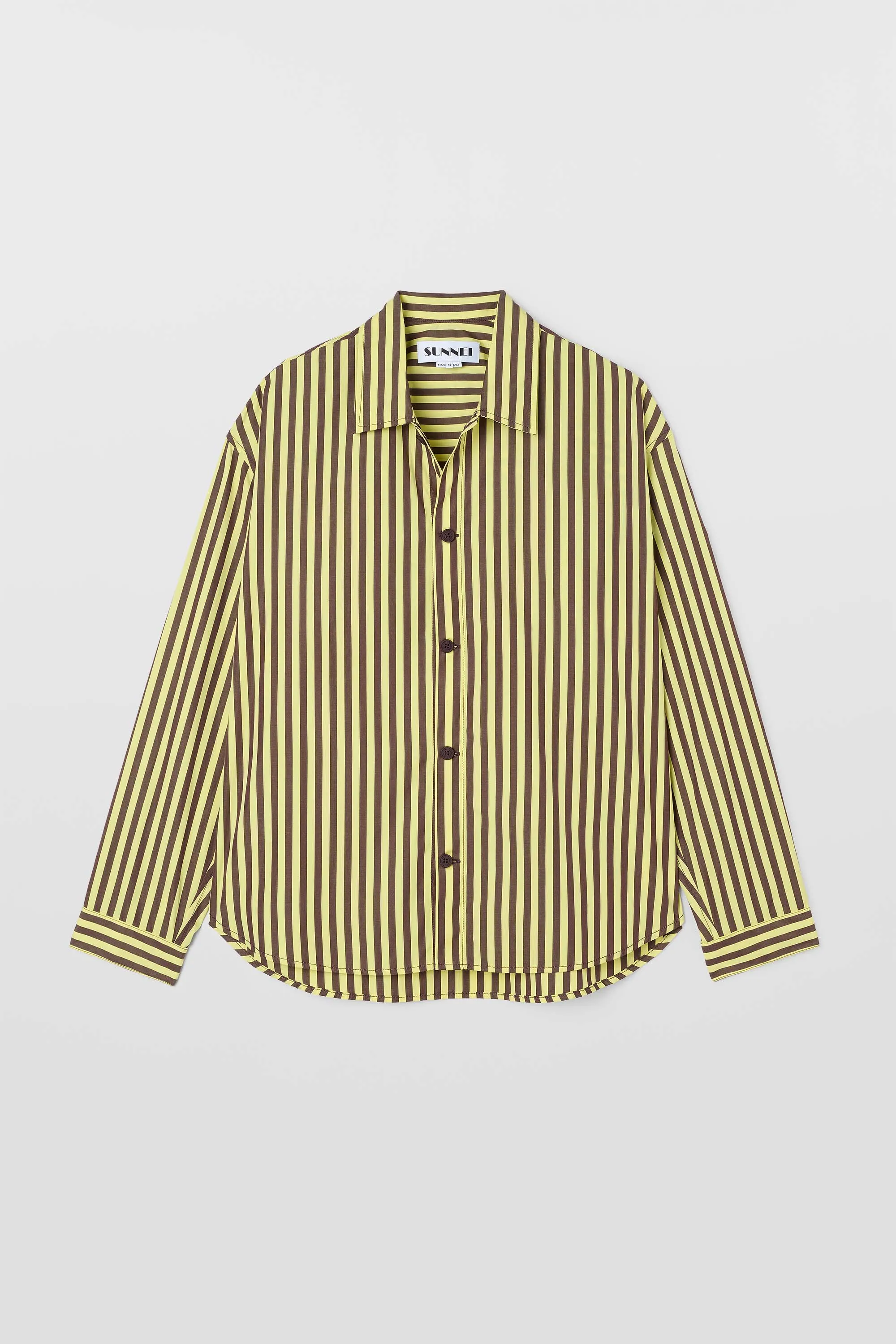 OVER SHIRT / burnt aubergine & yellow stripes sold by Sunnei