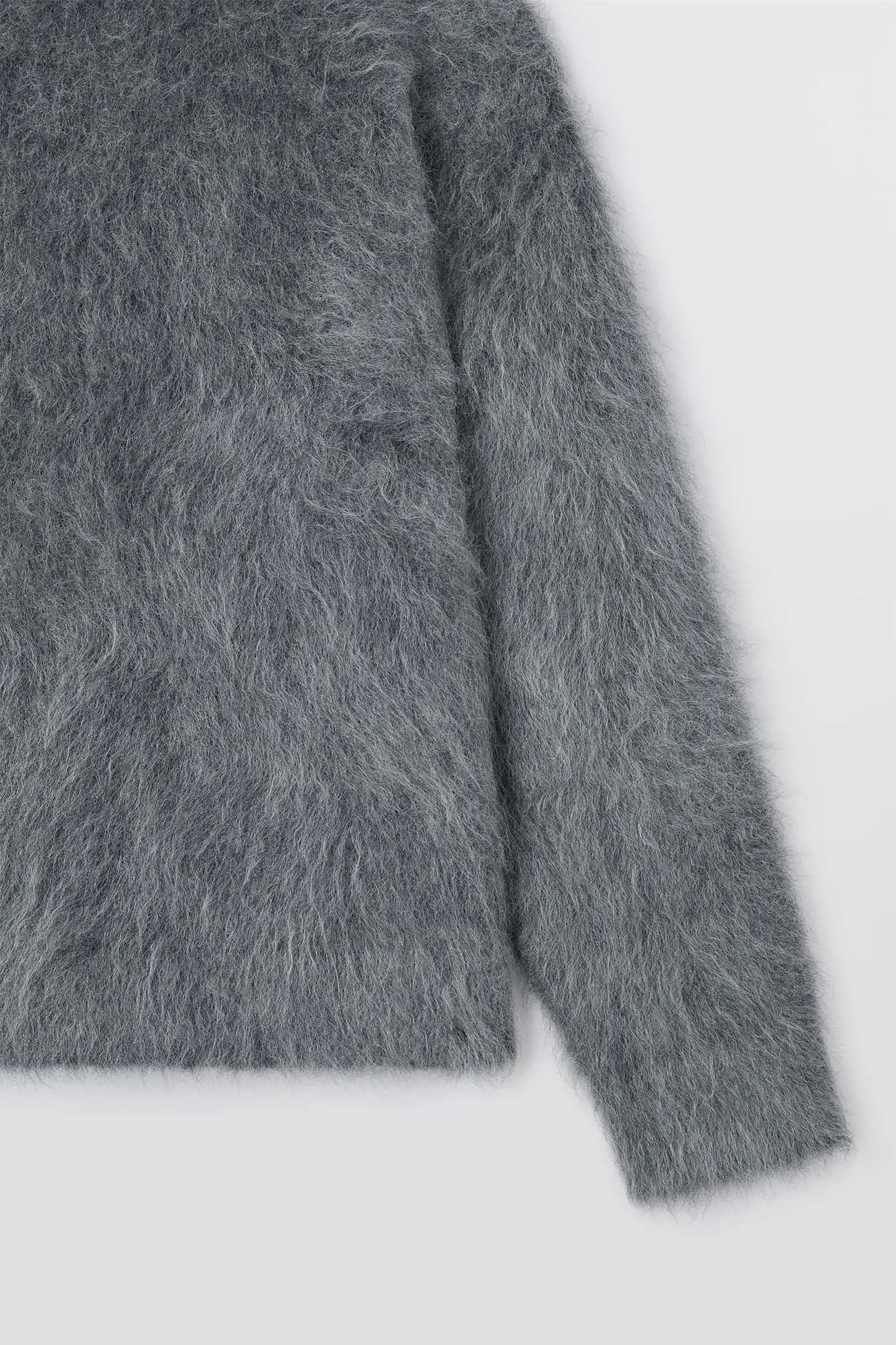 HAIRY KNIT ROUND NECK SWEATER / dark grey melange sold by Sunnei product image thumbnail 2