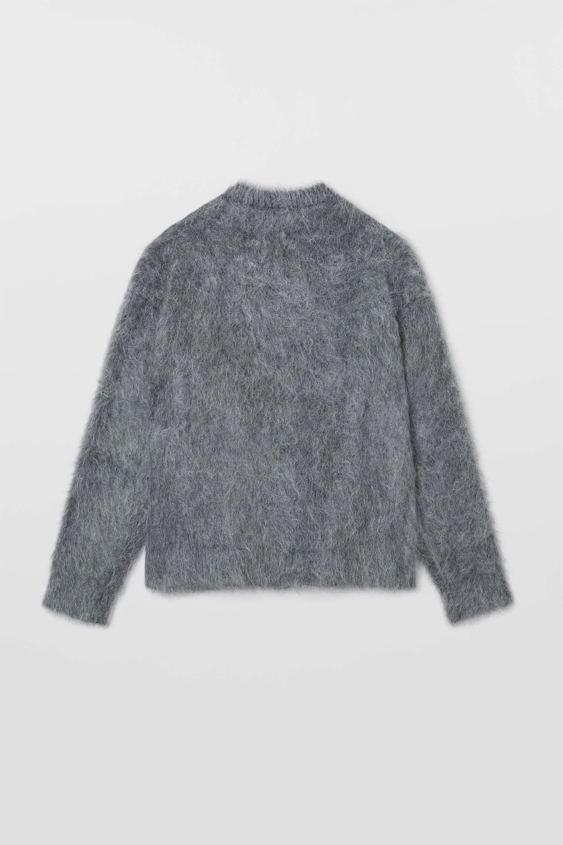 HAIRY KNIT ROUND NECK SWEATER / dark grey melange sold by Sunnei product image thumbnail 3
