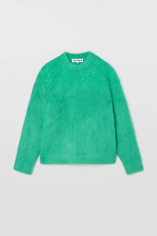 HAIRY KNIT ROUND NECK SWEATER / bright green sold by Sunnei