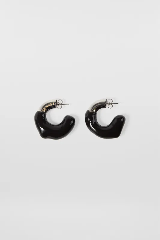 SMALL RUBBERIZED EARRINGS SILVER / black sold by Sunnei