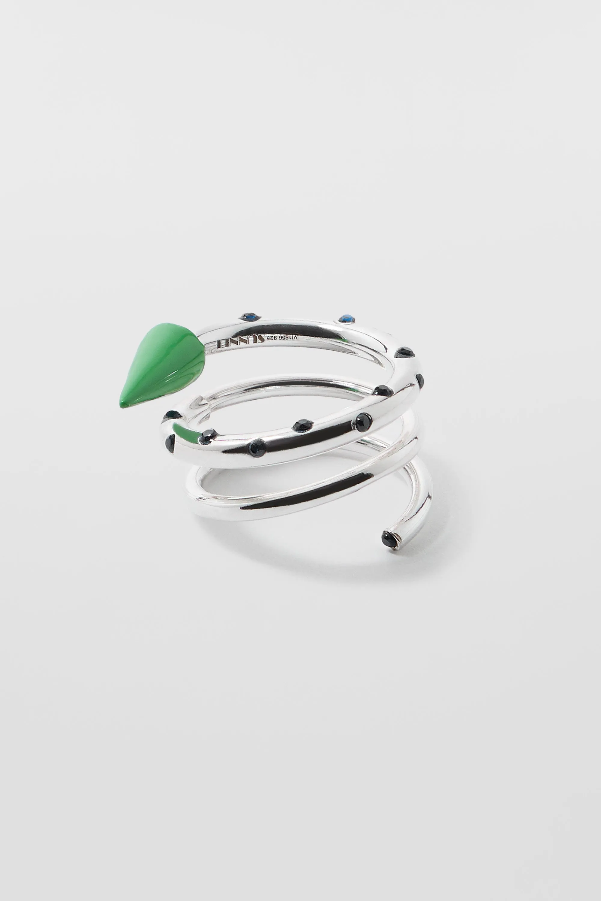 MEDIUM SPIRAL EAR-RING W/ STONES / silver / green & blue sold by Sunnei product image thumbnail 5