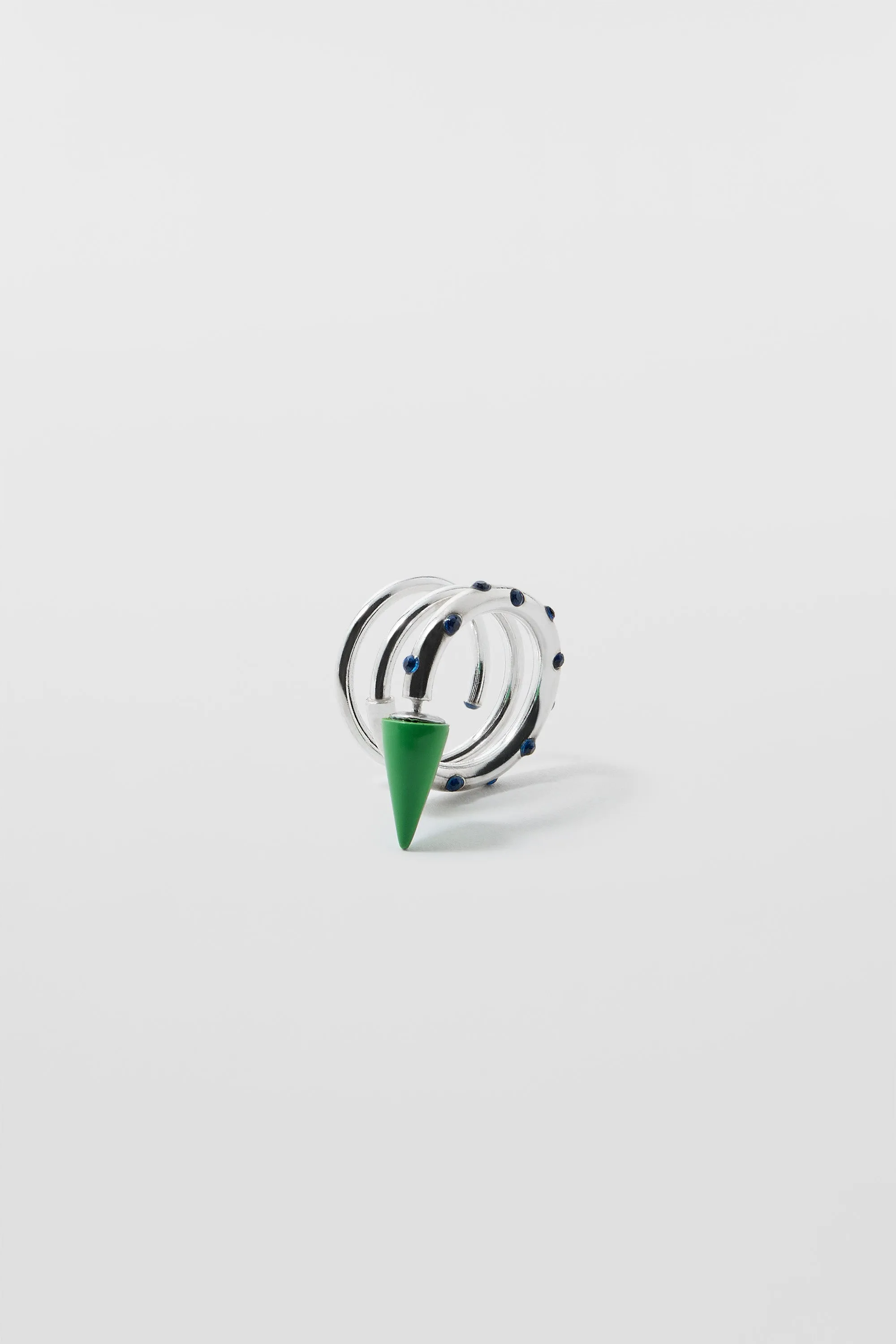 SMALL SPIRAL EAR-RING W/ STONES / silver / green & blue sold by Sunnei product image thumbnail 4