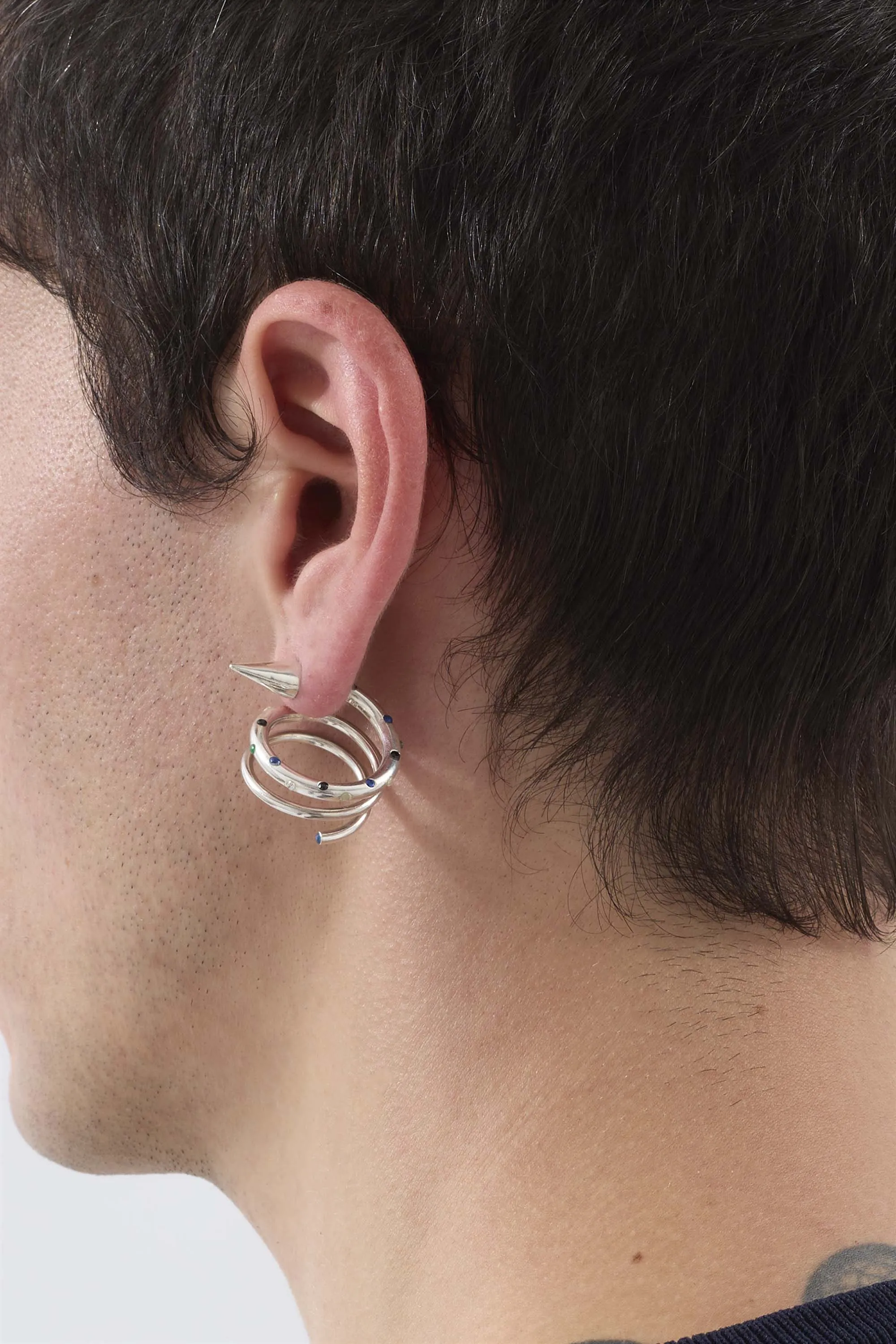 MEDIUM SPIRAL EAR-RING W/ STONES / silver / multicolor sold by Sunnei product image thumbnail 2