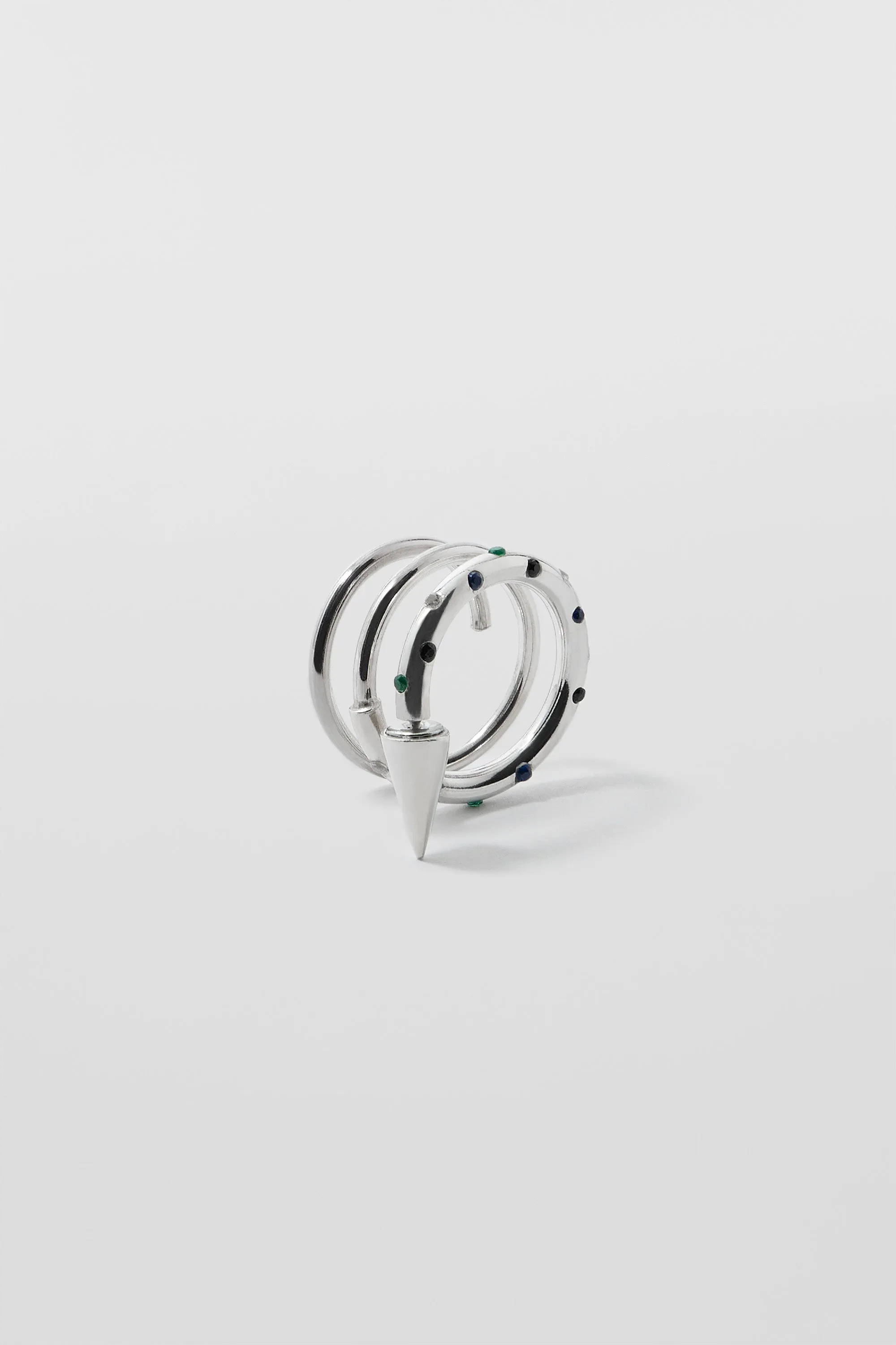 MEDIUM SPIRAL EAR-RING W/ STONES / silver / multicolor sold by Sunnei product image thumbnail 4