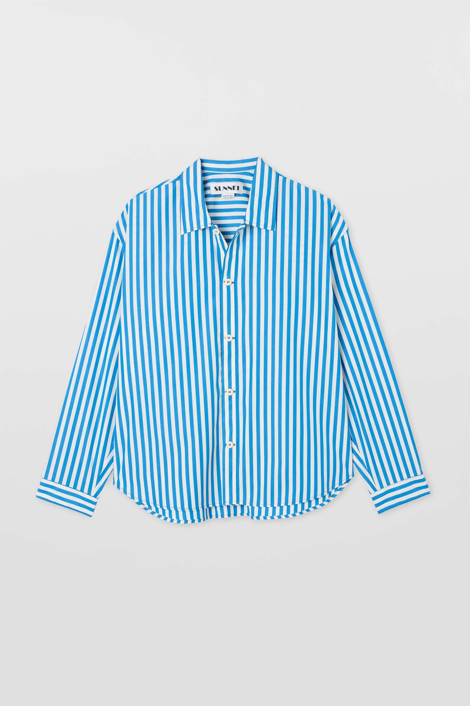 OVER SHIRT / bluette & off white stripes sold by Sunnei