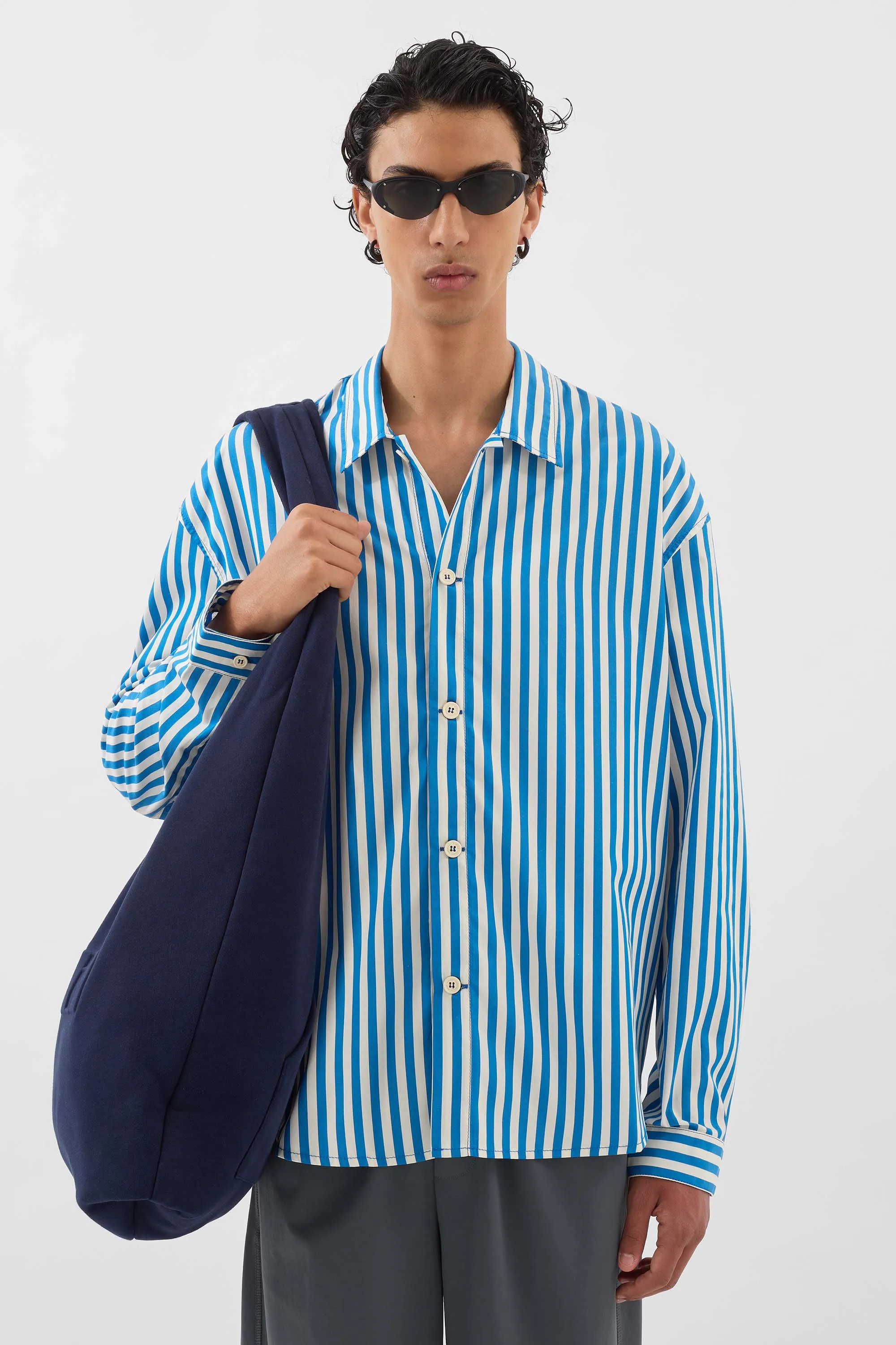 OVER SHIRT / bluette & off white stripes sold by Sunnei product image thumbnail 2