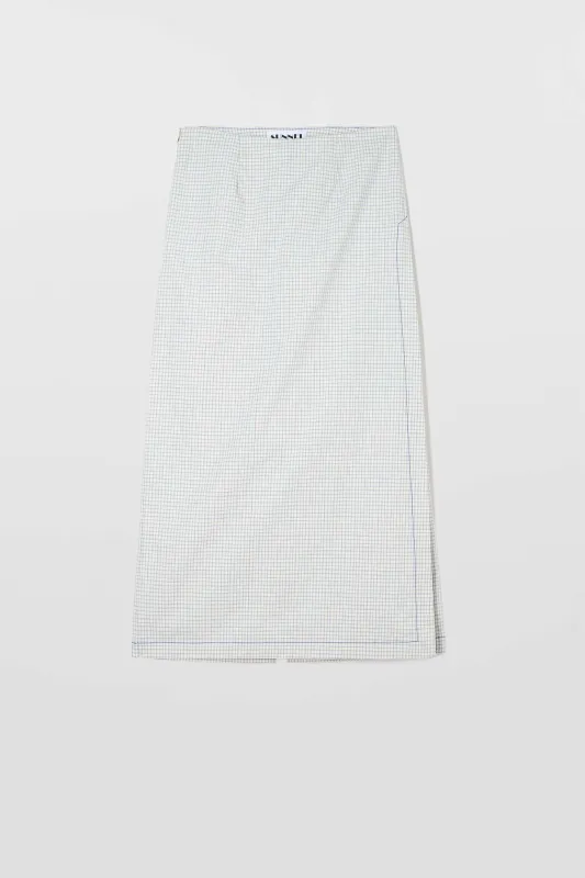 NEW LONG PANTA SKIRT / off white & blue check made by Sunnei
