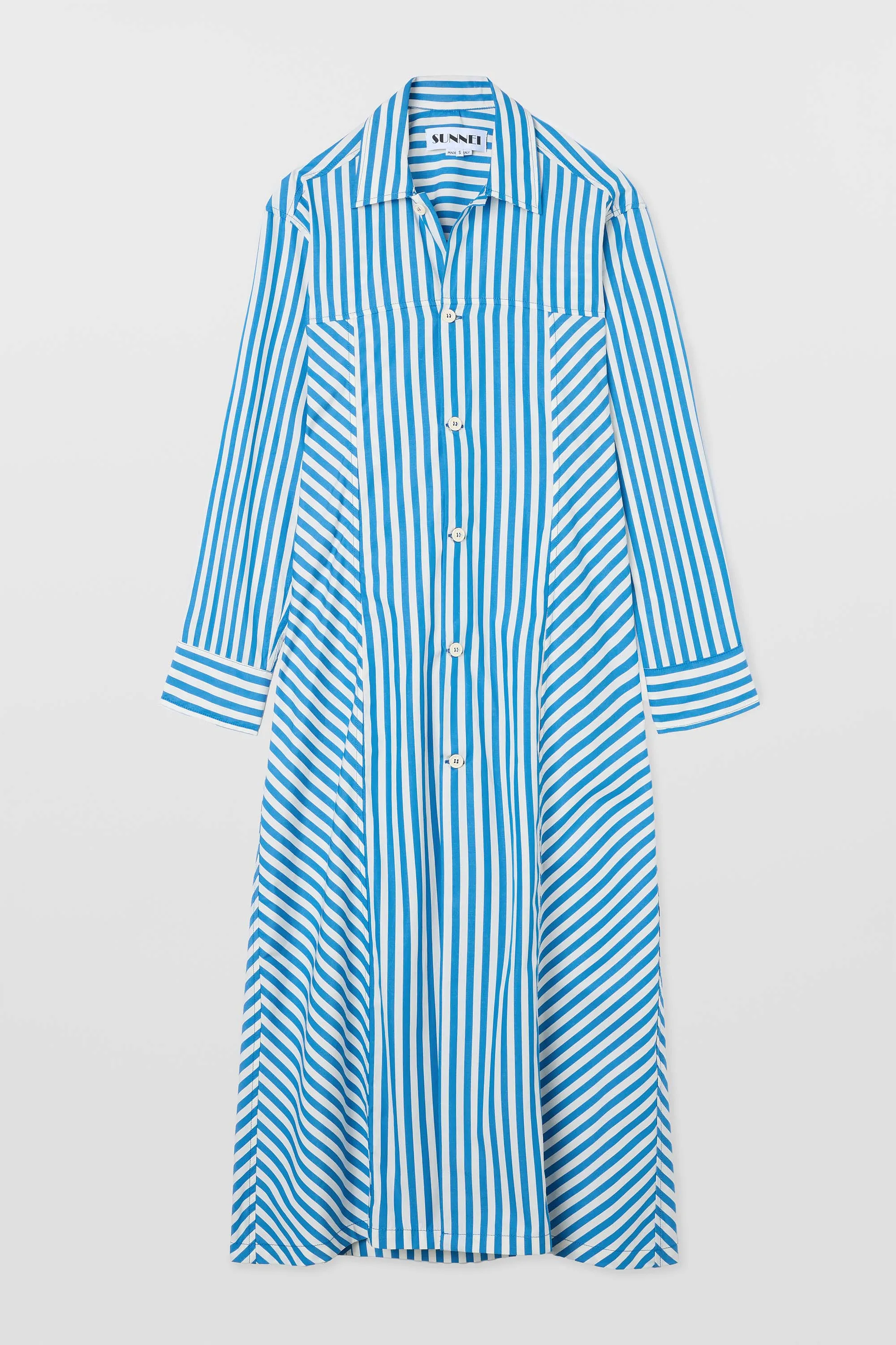 SHIRT DRESS / bluette & off white stripes sold by Sunnei