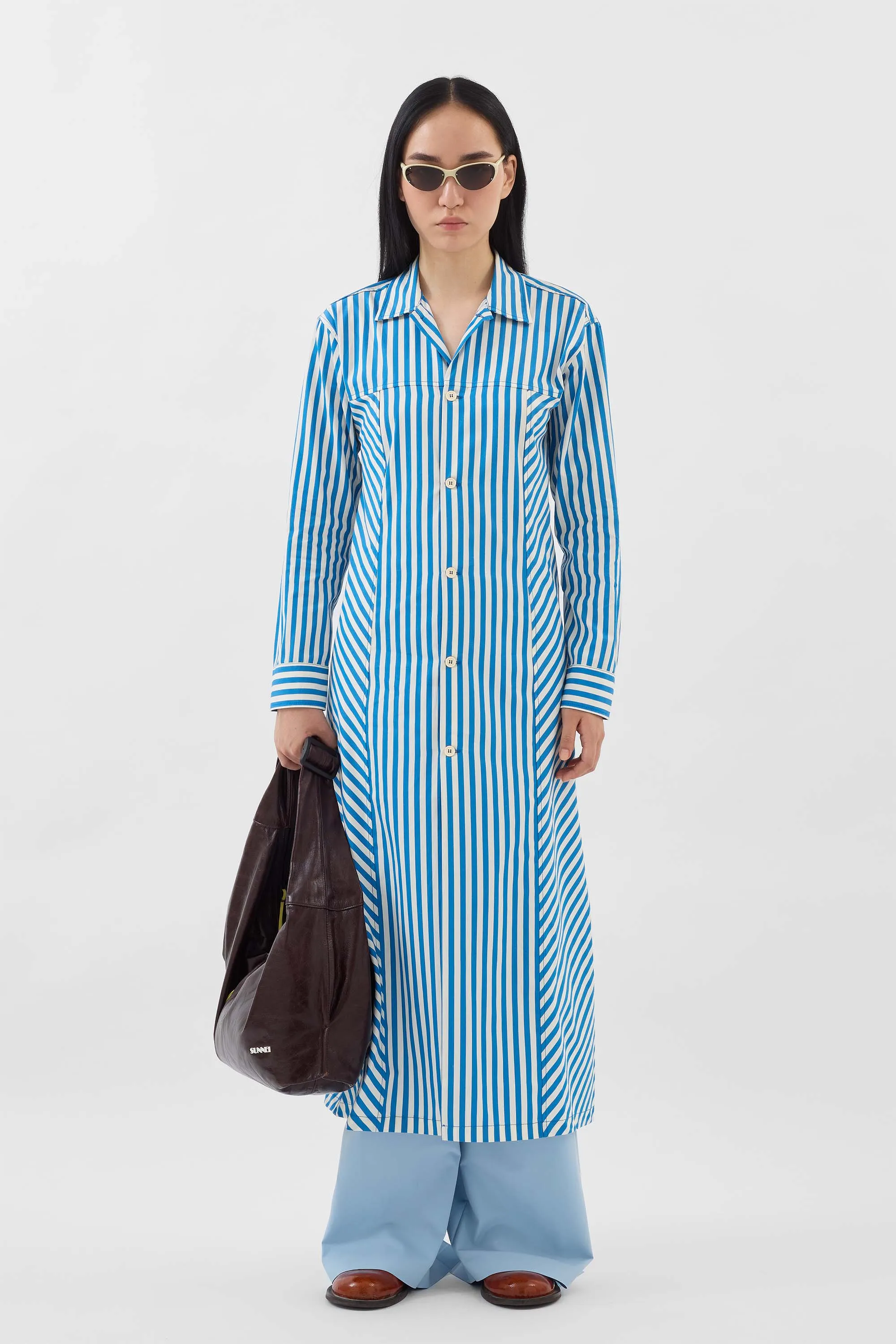 SHIRT DRESS / bluette & off white stripes sold by Sunnei product image thumbnail 2