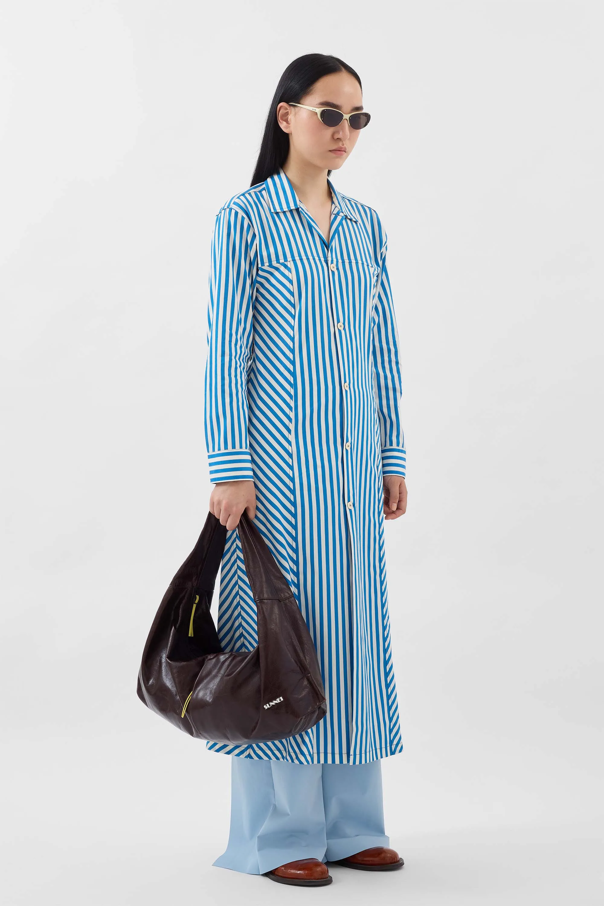SHIRT DRESS / bluette & off white stripes sold by Sunnei product image thumbnail 5
