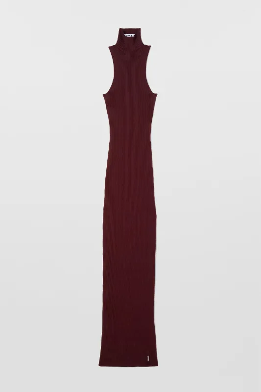 HIGHNECK TANK KNIT DRESS / dark aubergine & orange made by Sunnei