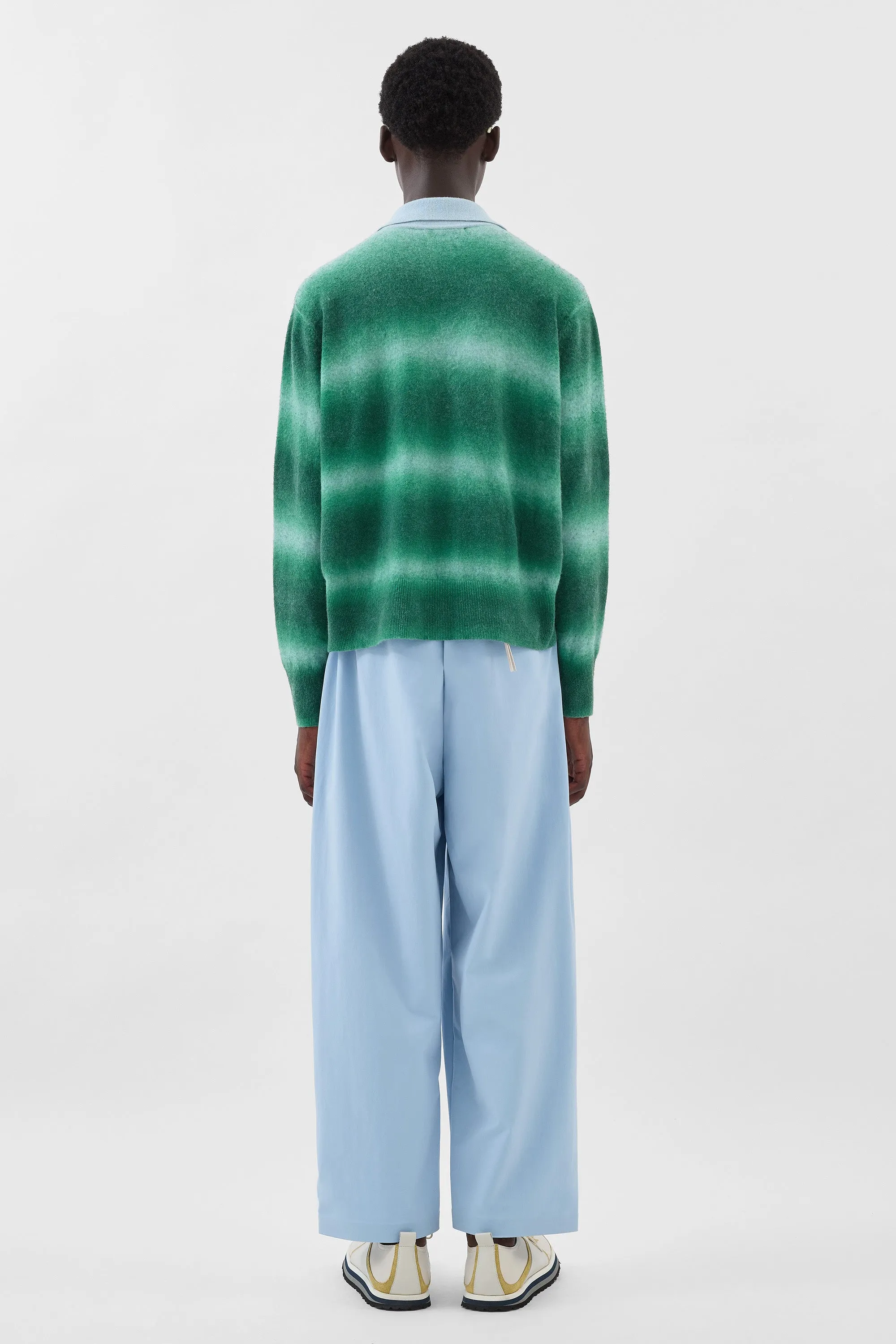 STRIPED KNIT LONGSLEEVE POLO / green & alice blue sold by Sunnei product image thumbnail 5