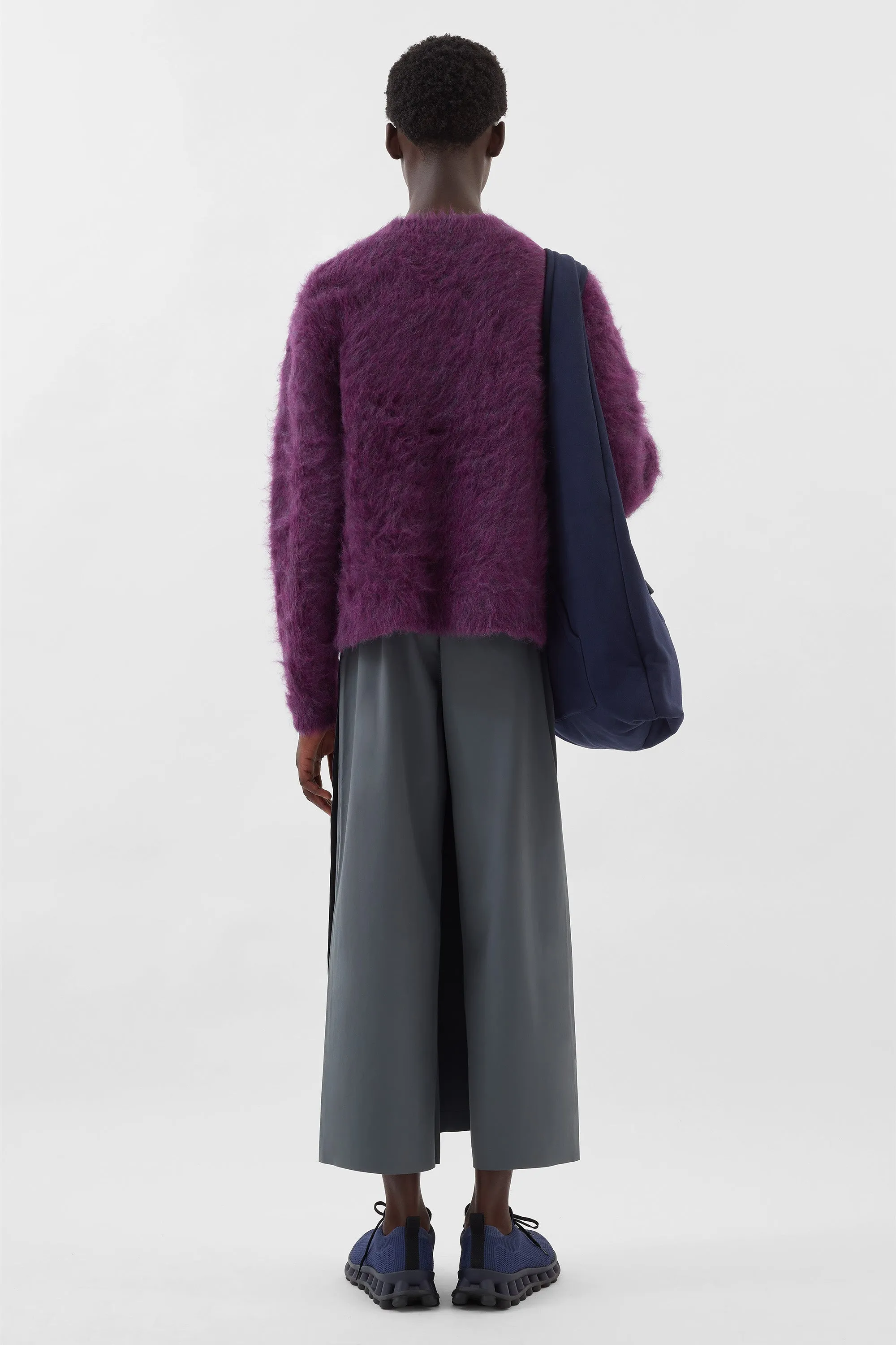 HAIRY KNIT ROUND NECK SWEATER / plum sold by Sunnei product image thumbnail 5