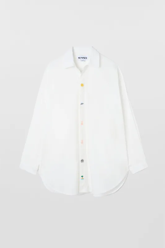 MEGA OVER SHIRT EMBROIDERY / off white sold by Sunnei