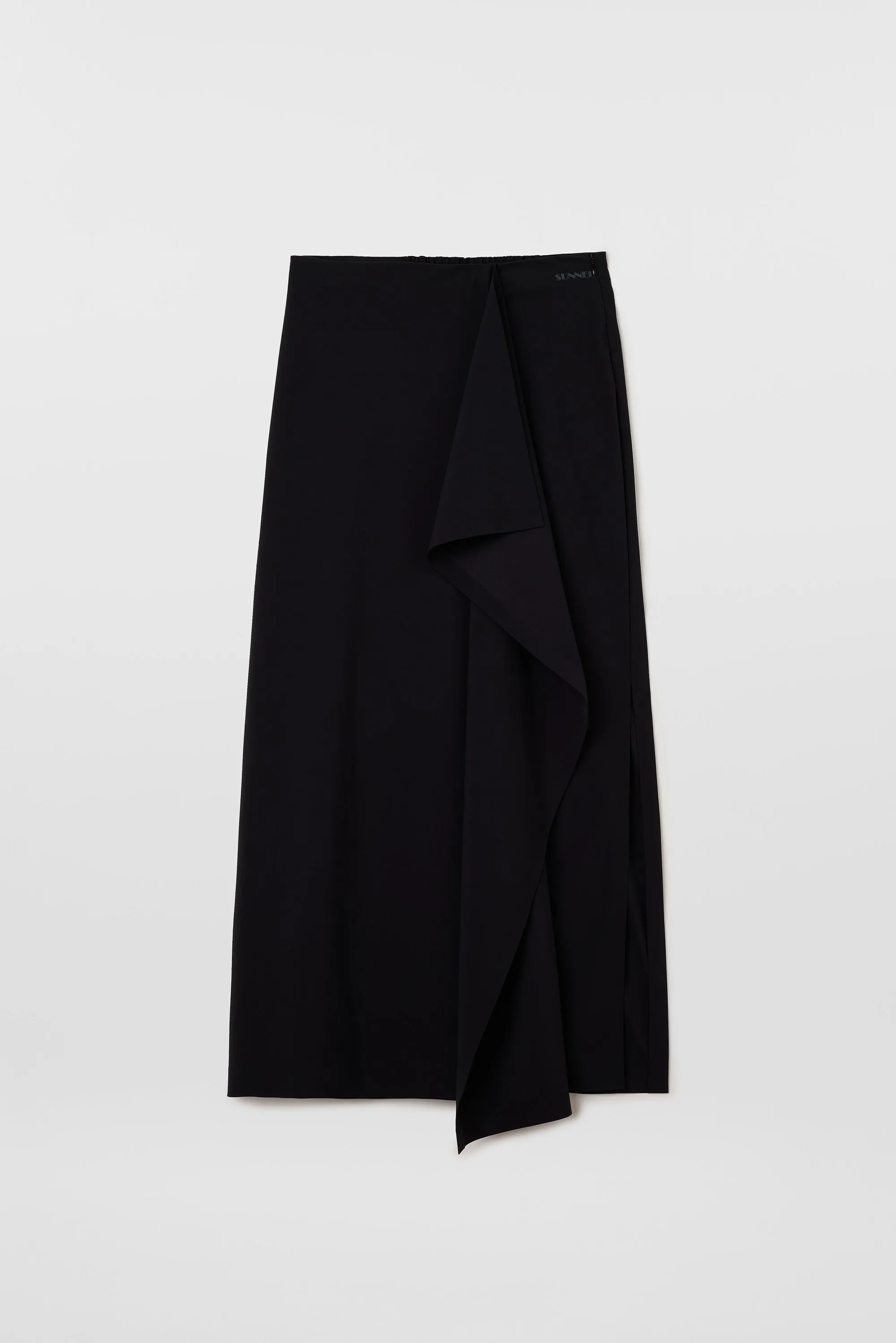 DRAPED TECH SKIRT / black sold by Sunnei