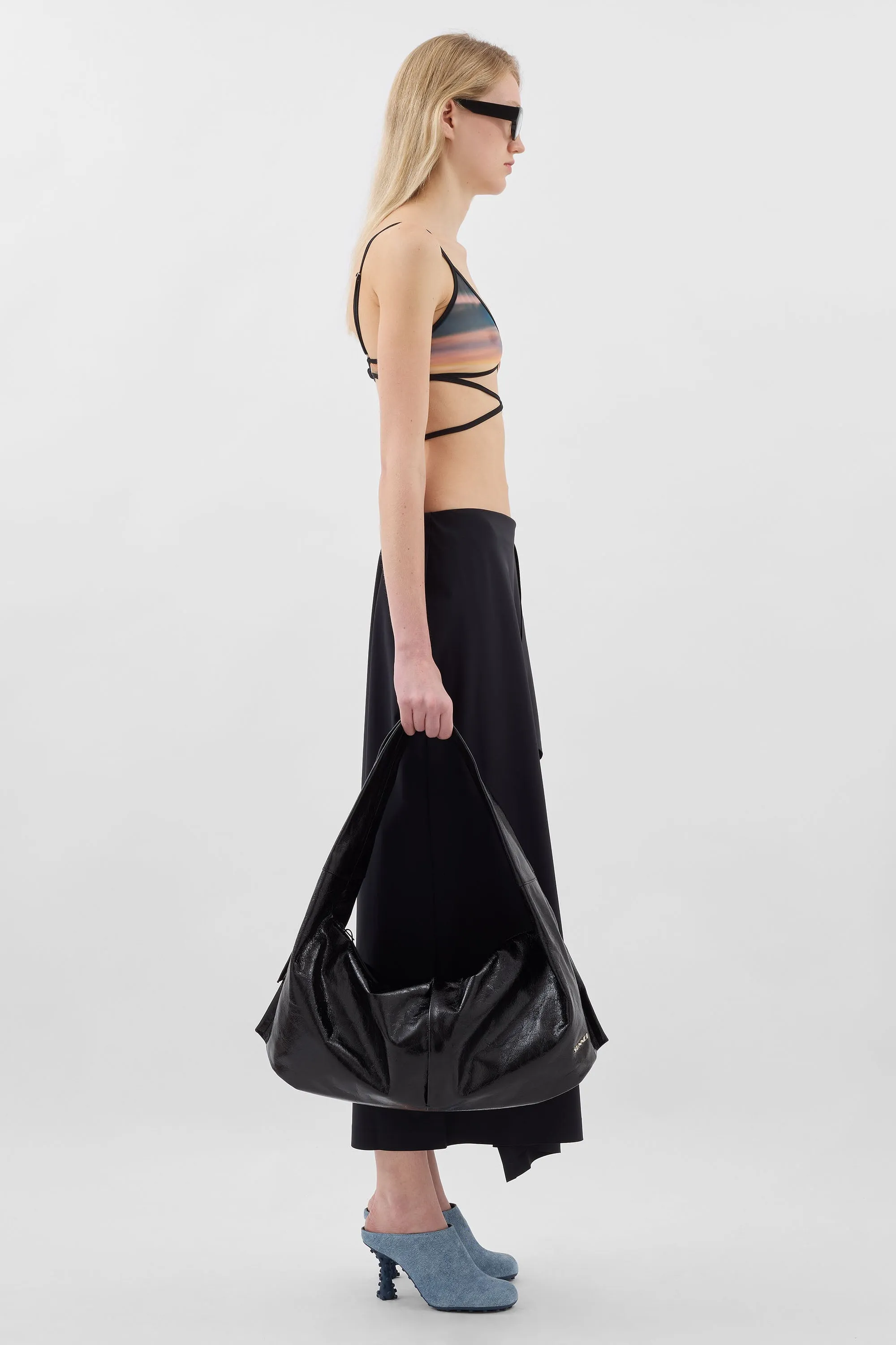 DRAPED TECH SKIRT / black sold by Sunnei product image thumbnail 3