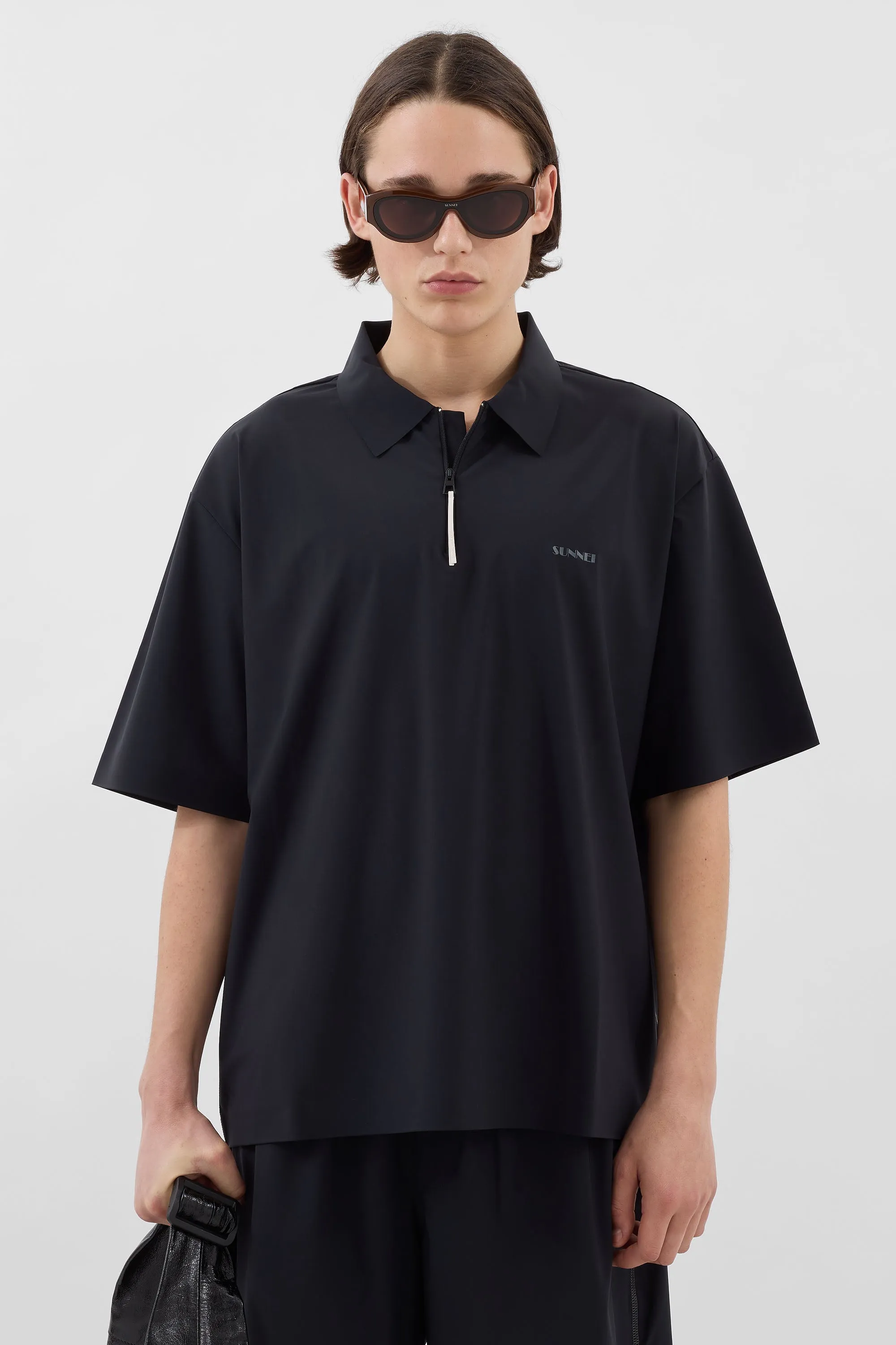 TECH SHORTSLEEVE POLO / black sold by Sunnei product image thumbnail 2