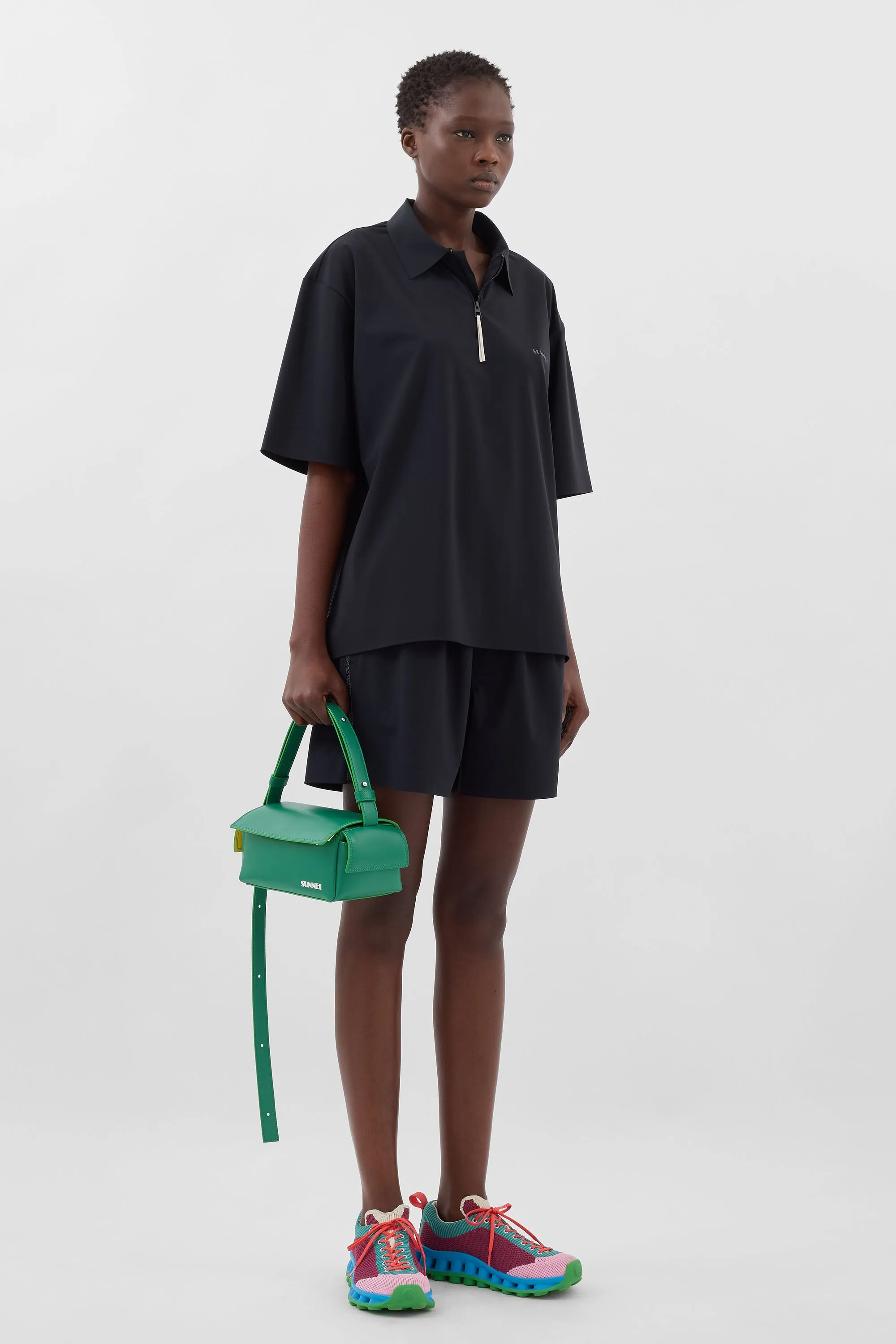 TECH SHORTSLEEVE POLO / black sold by Sunnei product image thumbnail 5