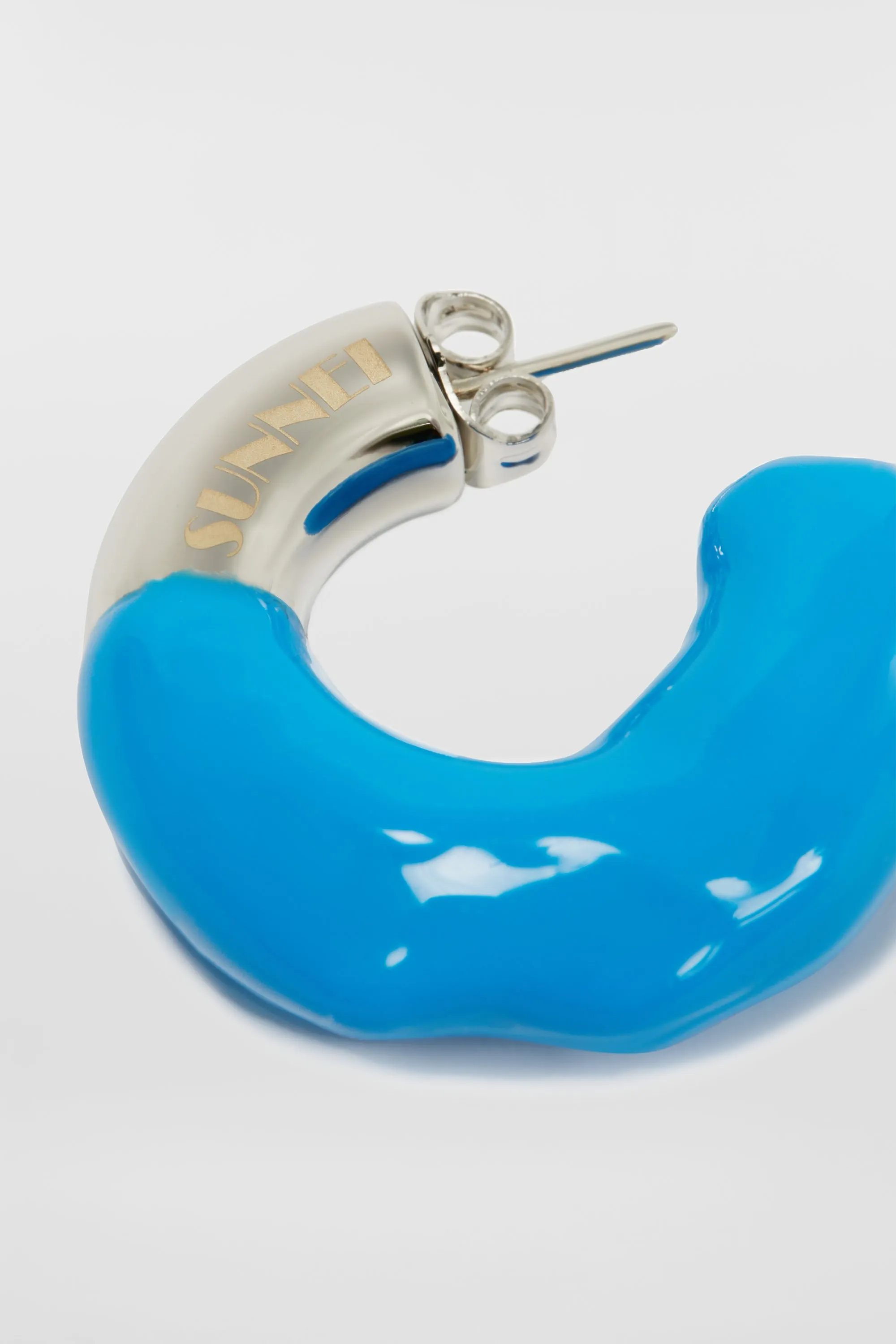 SMALL RUBBERIZED EARRINGS SILVER / light blue sold by Sunnei product image thumbnail 2