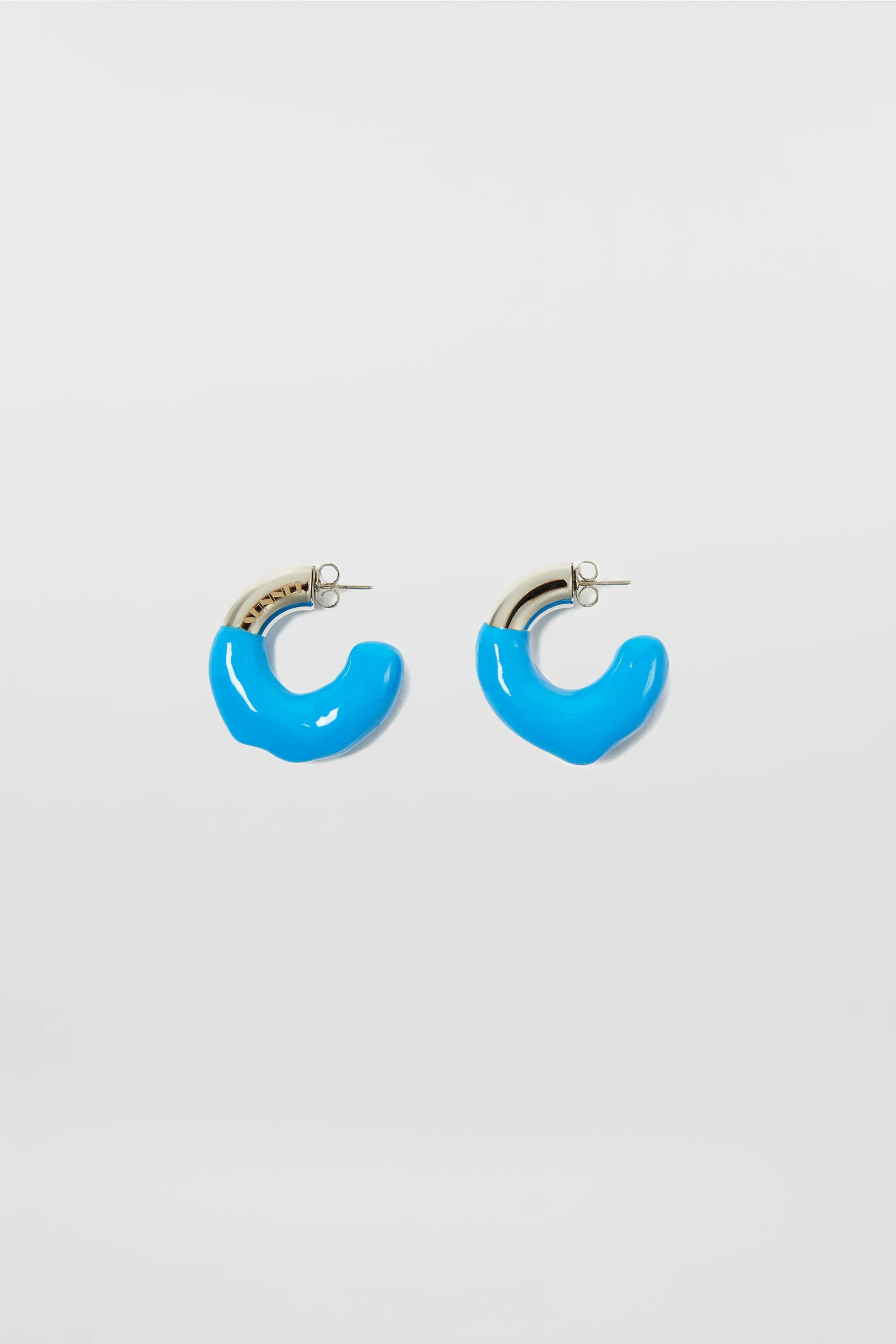 SMALL RUBBERIZED EARRINGS SILVER / light blue sold by Sunnei
