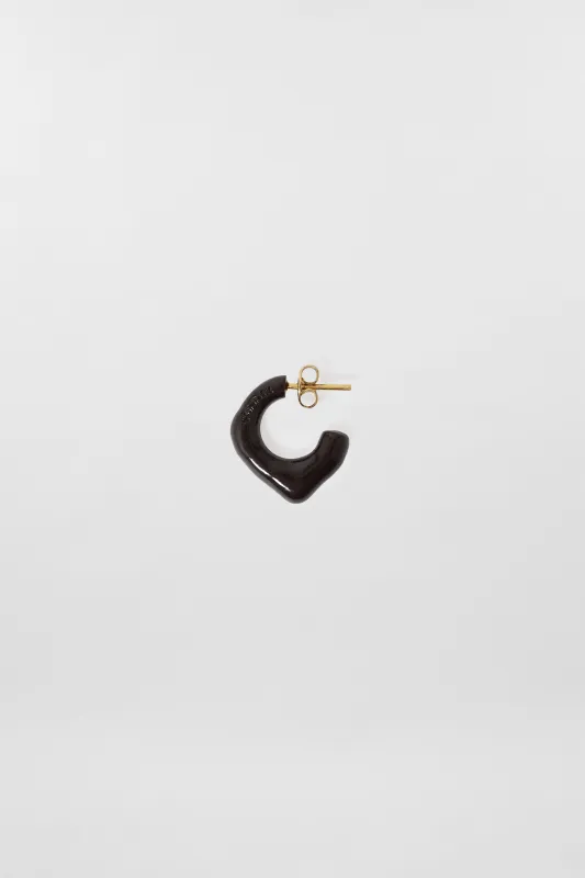 SINGLE METALLIZED EARRING / brown shiny sold by Sunnei