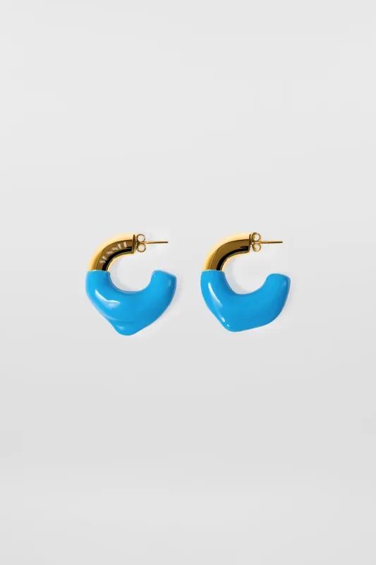 SMALL RUBBERIZED EARRINGS GOLD / light blue sold by Sunnei