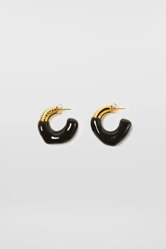 SMALL RUBBERIZED EARRINGS GOLD / black sold by Sunnei