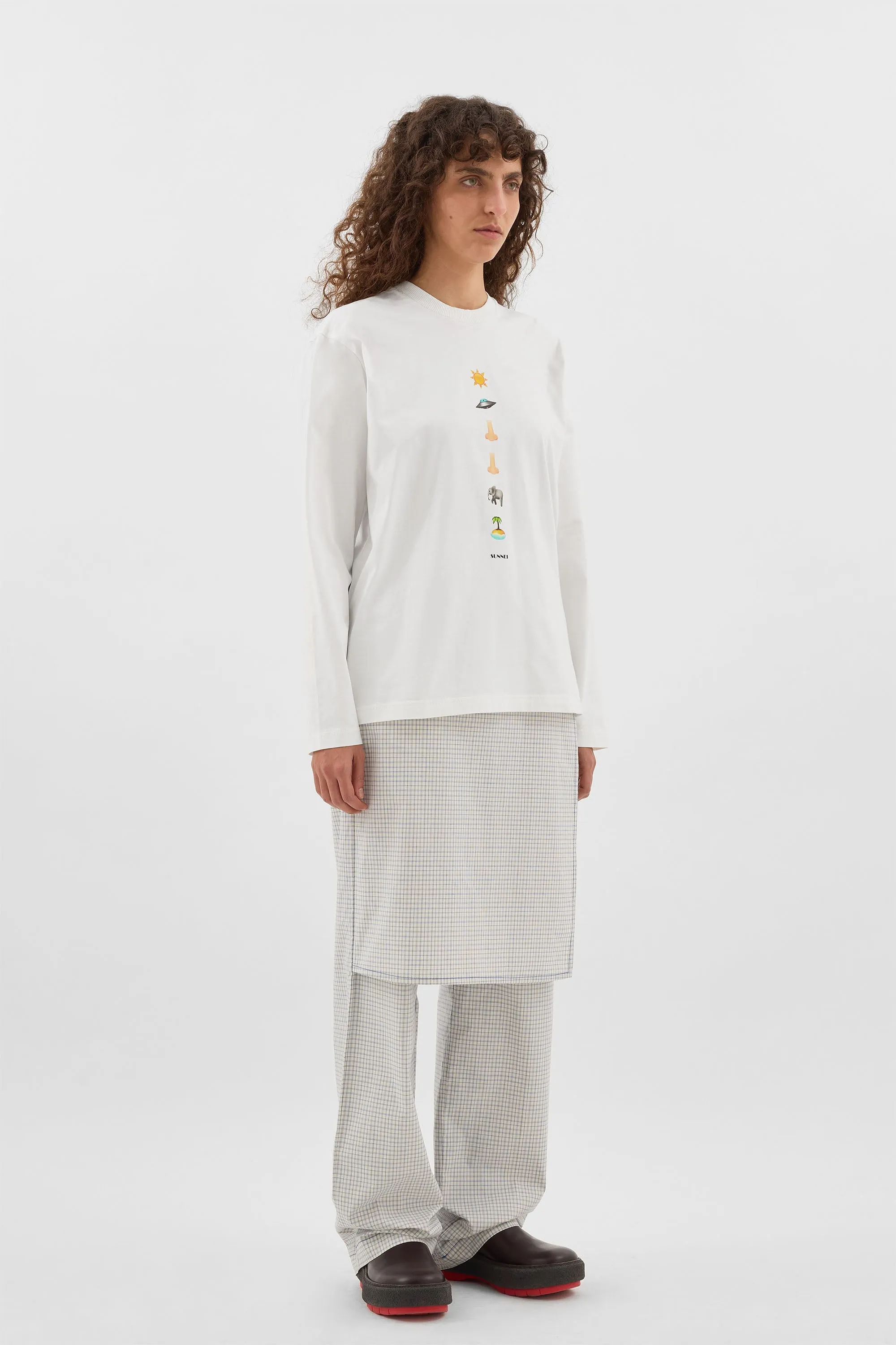 CLASSIC LONGSLEEVE EMOJI T-SHIRT / off white sold by Sunnei product image thumbnail 5