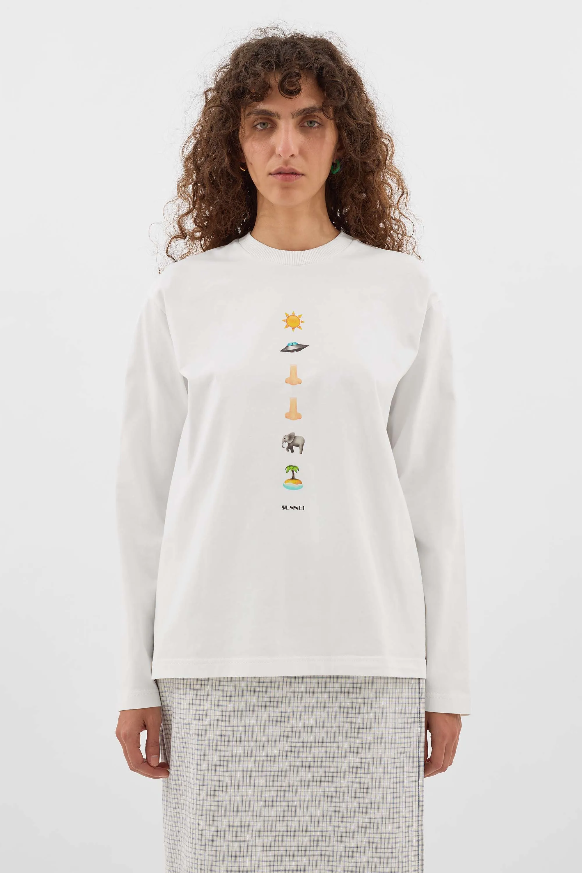 CLASSIC LONGSLEEVE EMOJI T-SHIRT / off white sold by Sunnei product image thumbnail 3