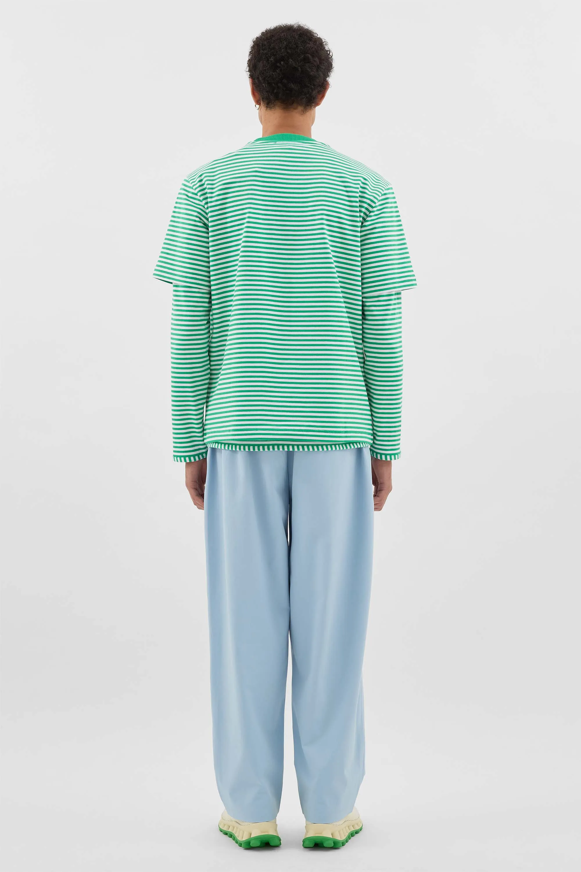 OVER T-SHIRT / off white & bright green stripes sold by Sunnei product image thumbnail 5