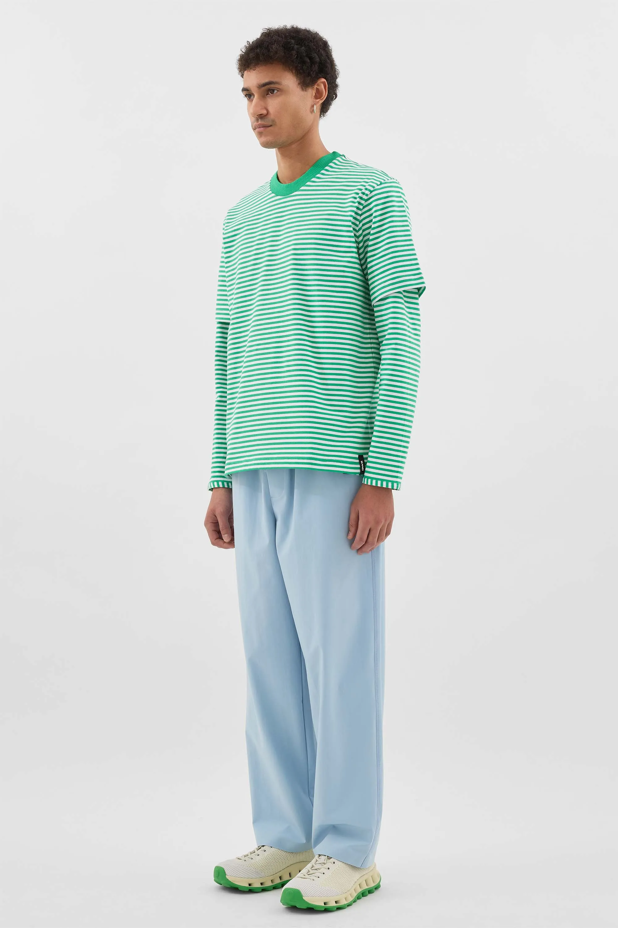 OVER T-SHIRT / off white & bright green stripes sold by Sunnei product image thumbnail 3