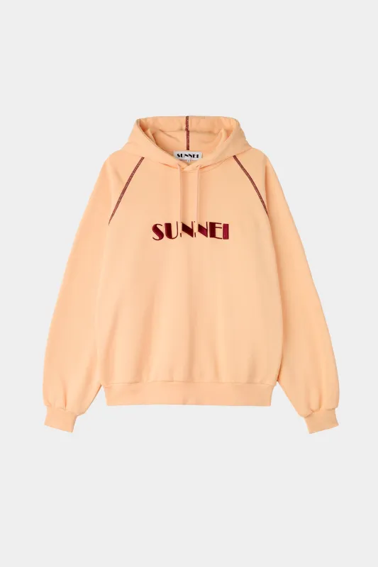 EMBROIDERED BIG LOGO HOODIE / powder pink sold by Sunnei