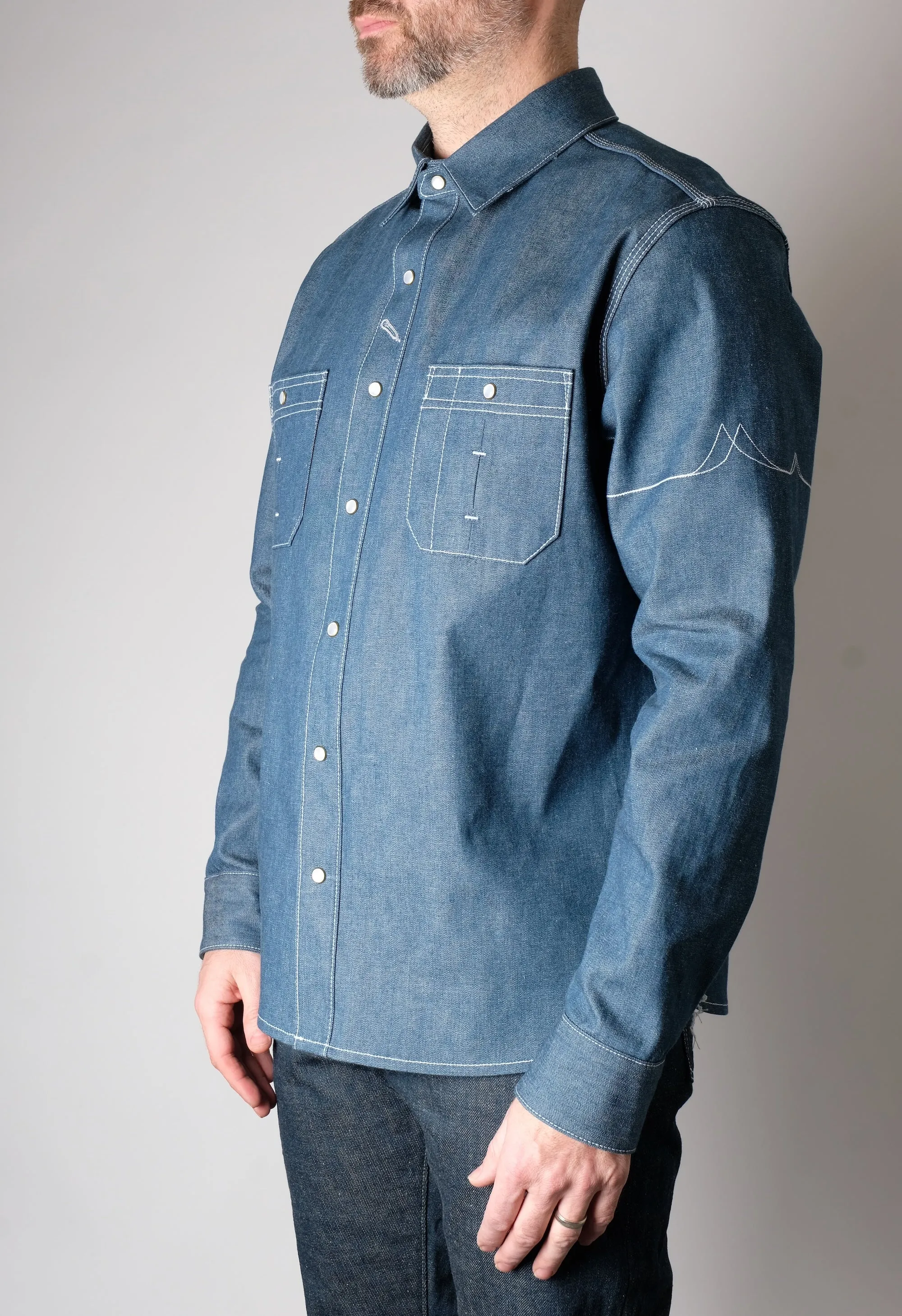 CHELSEA Teal Selvedge Workshirt sold by Fitted Underground product image thumbnail 2