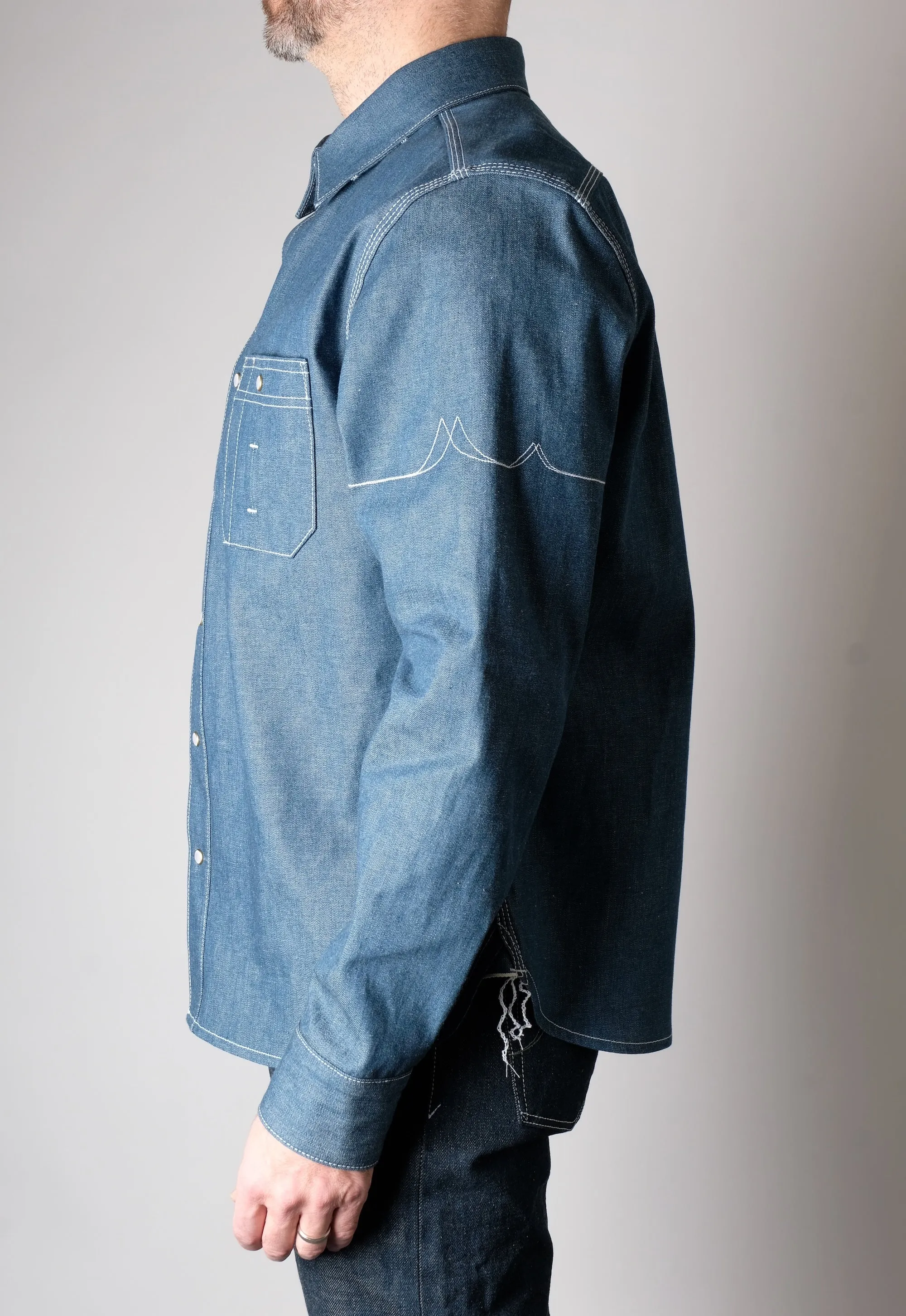 CHELSEA Teal Selvedge Workshirt sold by Fitted Underground product image thumbnail 3