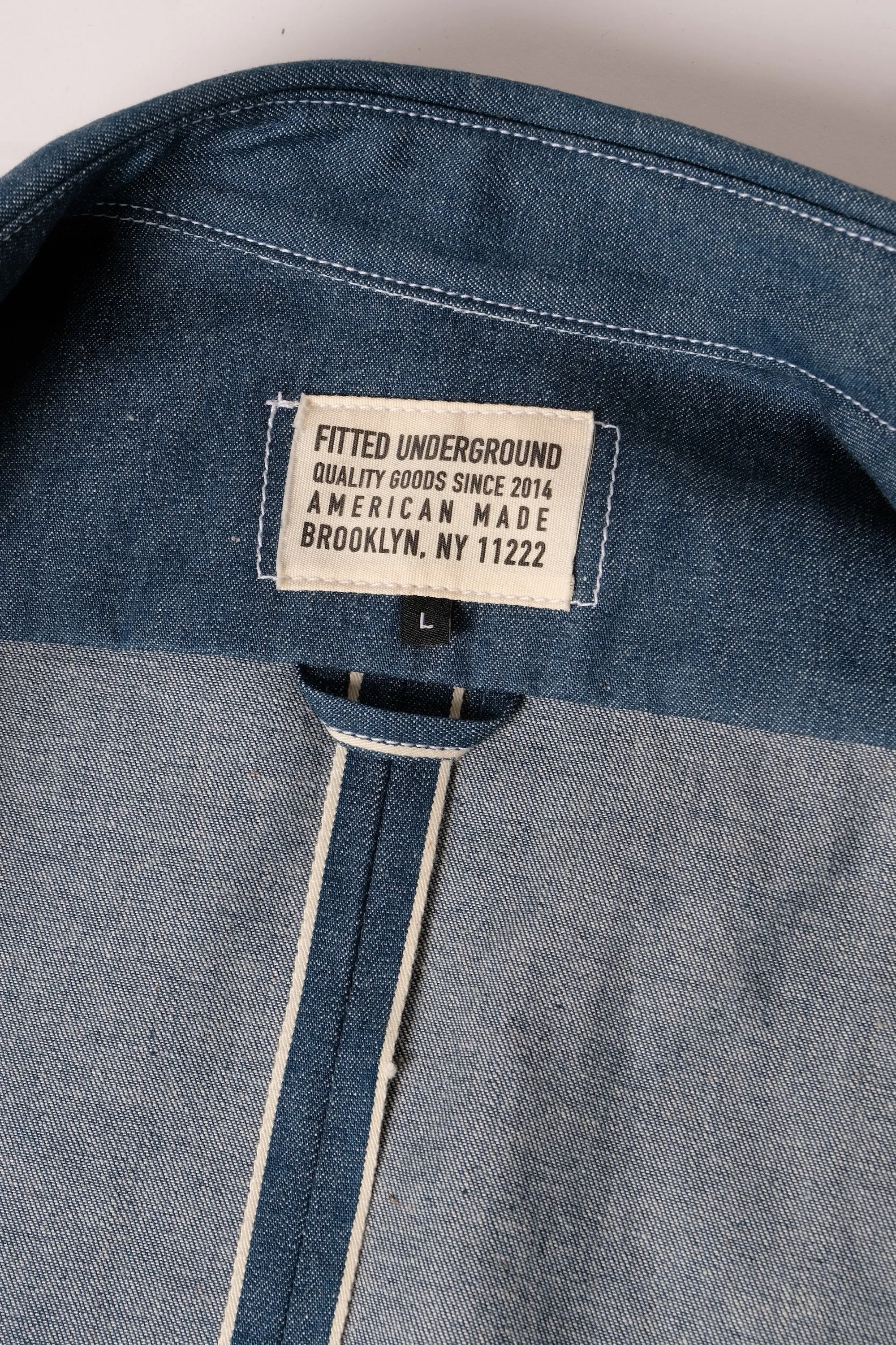 CHELSEA Teal Selvedge Workshirt sold by Fitted Underground product image thumbnail 5