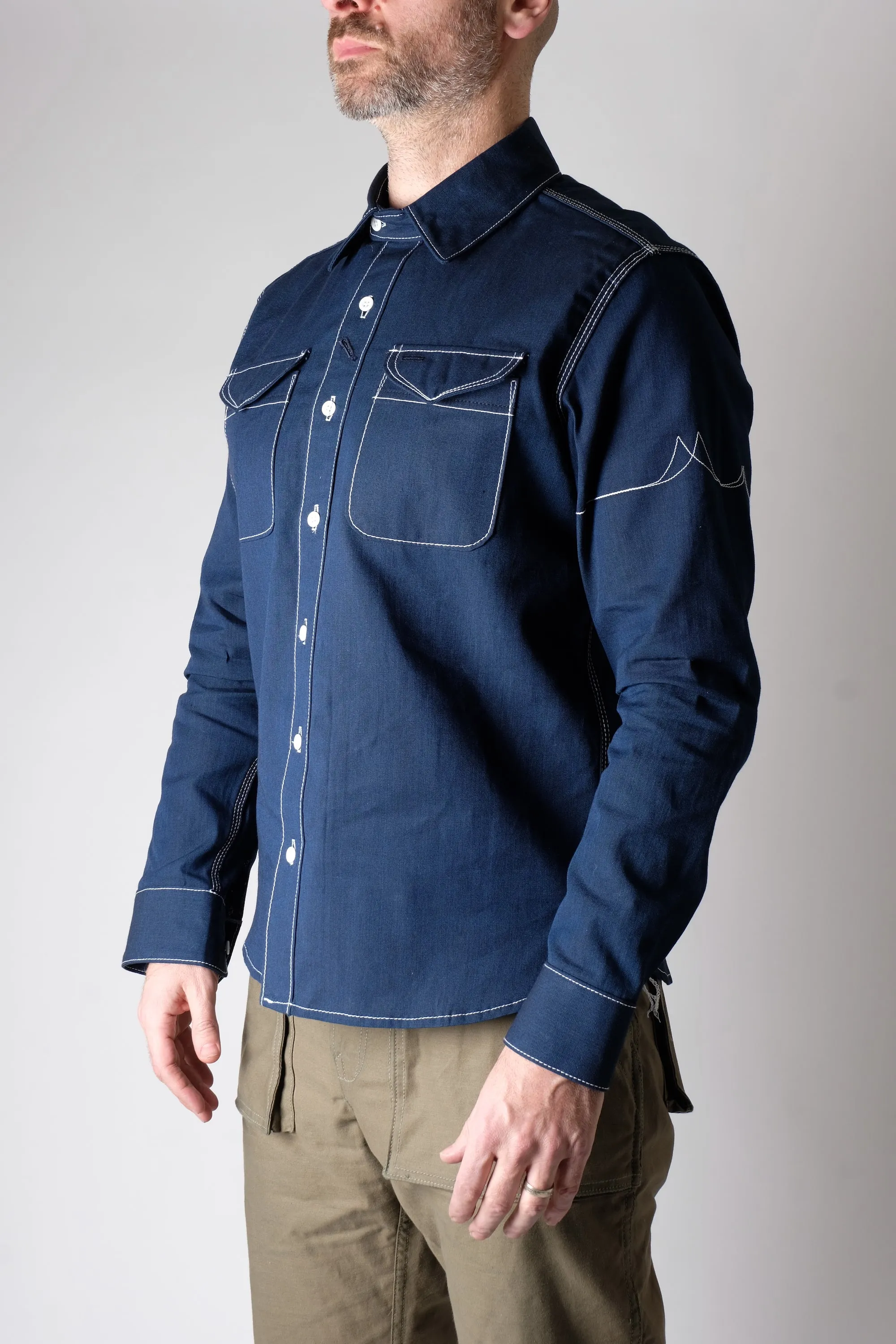 LES Dark Indigo Selvedge Chambray sold by Fitted Underground product image thumbnail 2