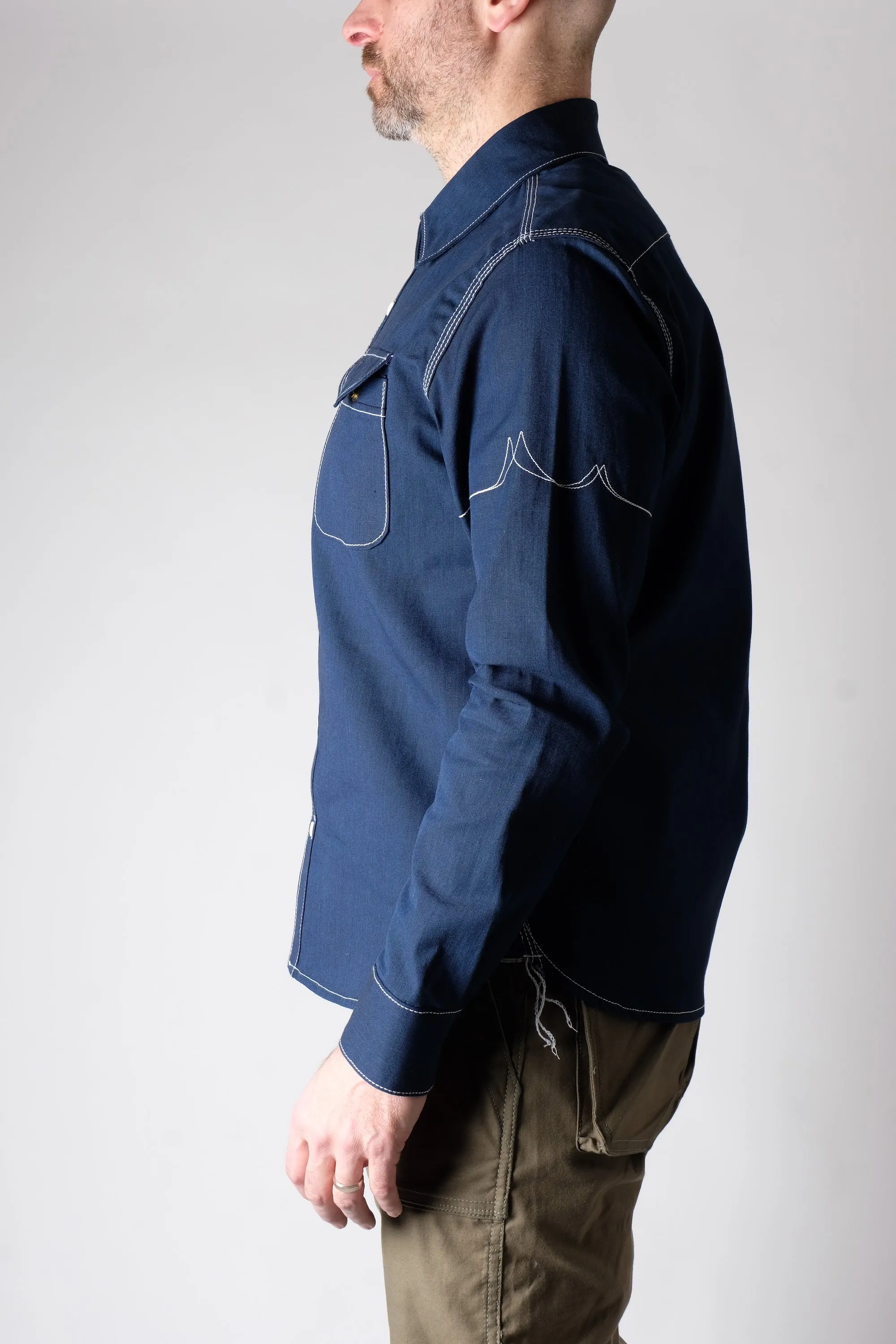 LES Dark Indigo Selvedge Chambray sold by Fitted Underground product image thumbnail 3