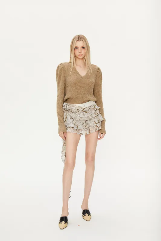 Blaire V-neck Knit Sweater in Brown sold by PANN