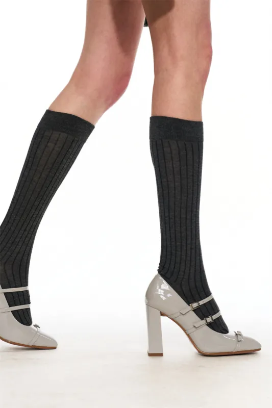 Melanie Lace-up Heels in Gray sold by PANN