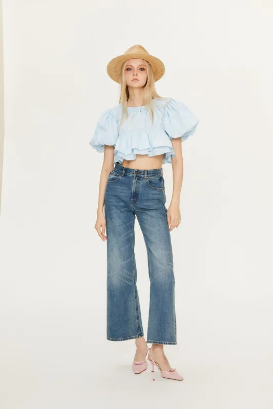 Dayla Bubble Short Sleeve in Blue sold by PANN