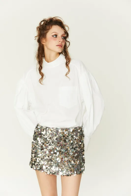 Ida Sequin Tweed Mini Skirt sold by PANN