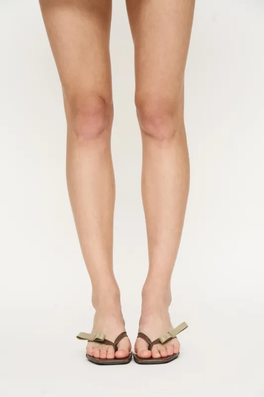 Janet Flip Flops Sandal with Bow in Brown sold by PANN