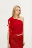 Dora Rose One Shoulder Top in Red sold by PANN