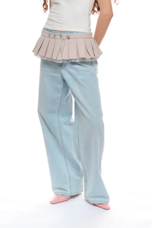 Amber Single-layer Pleated Waistband in White sold by PANN