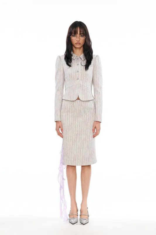Liz Woven Tweed Skirt in Light Purple sold by PANN