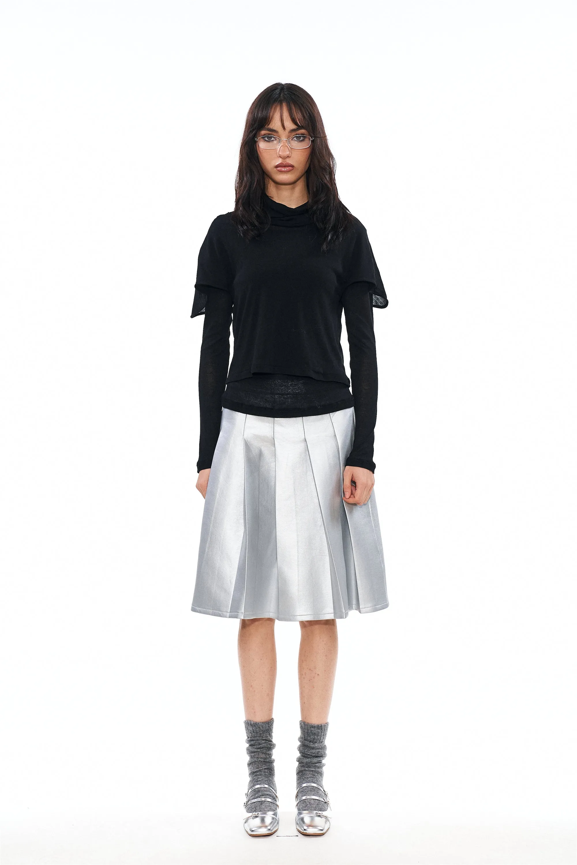 Lidia Silver-Coated Pleated Skirt sold by PANN product image thumbnail 3