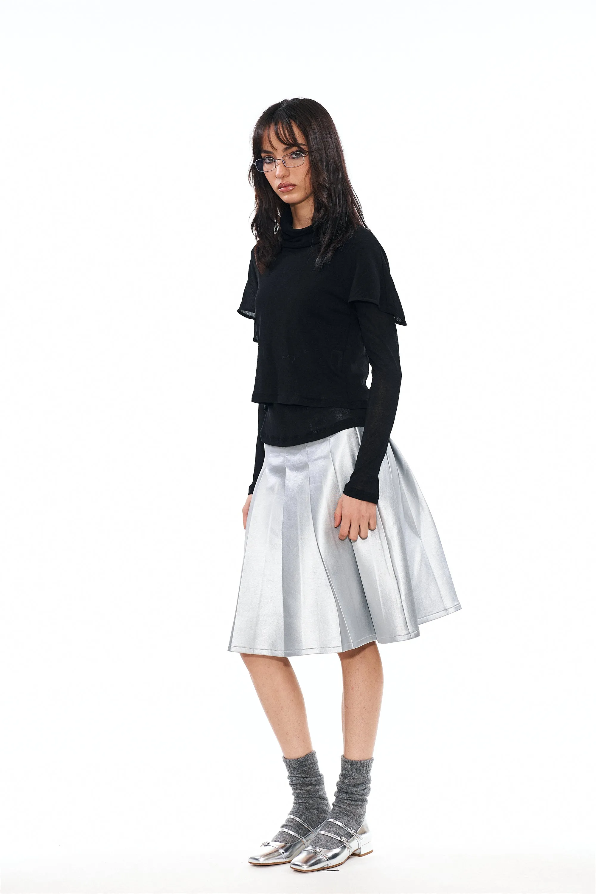 Lidia Silver-Coated Pleated Skirt sold by PANN product image thumbnail 4