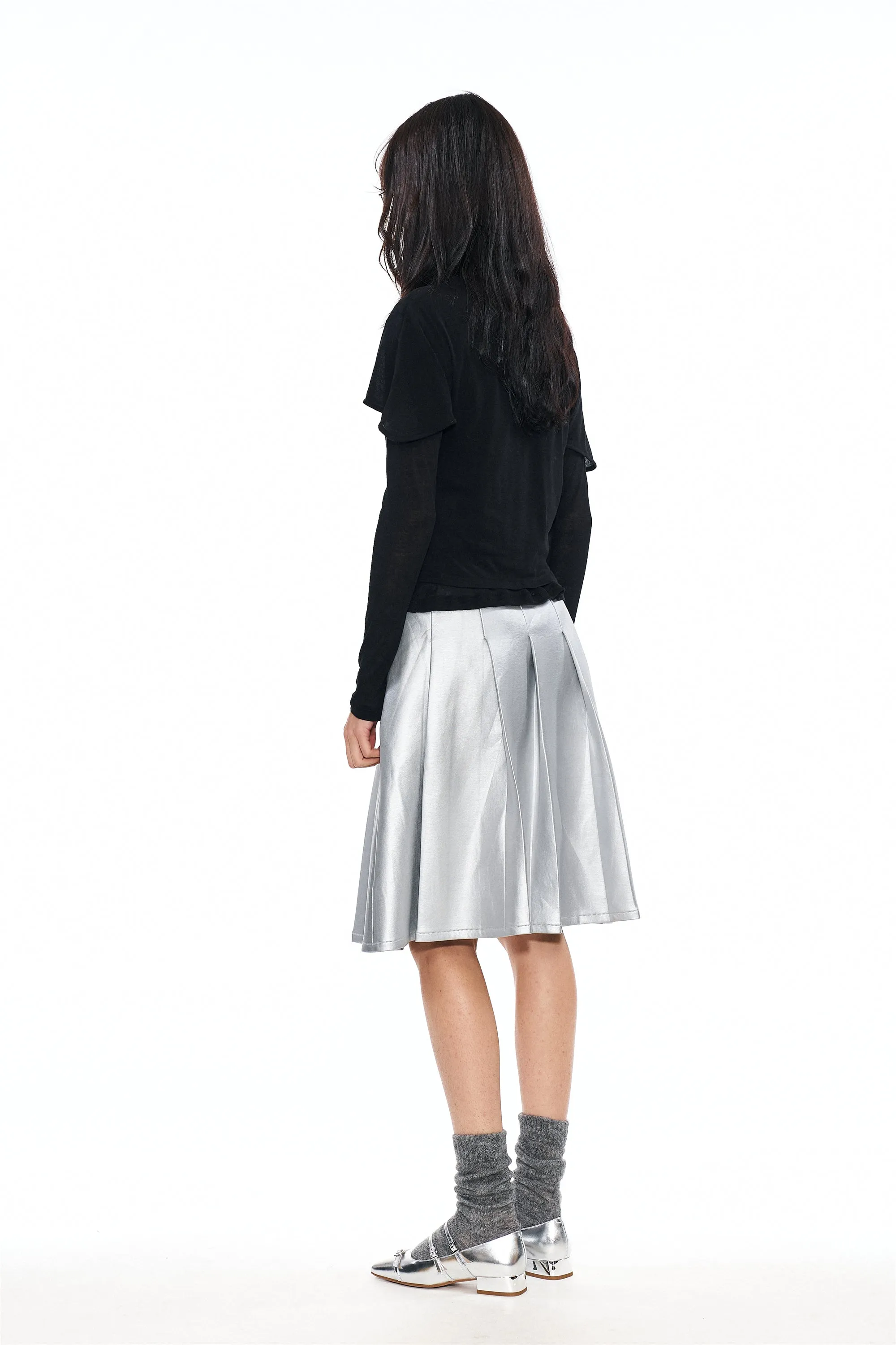 Lidia Silver-Coated Pleated Skirt sold by PANN product image thumbnail 5