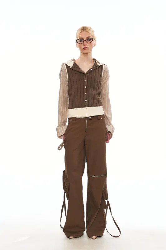 Katy Sleeveless Ribbed Cardigan in Brown sold by PANN